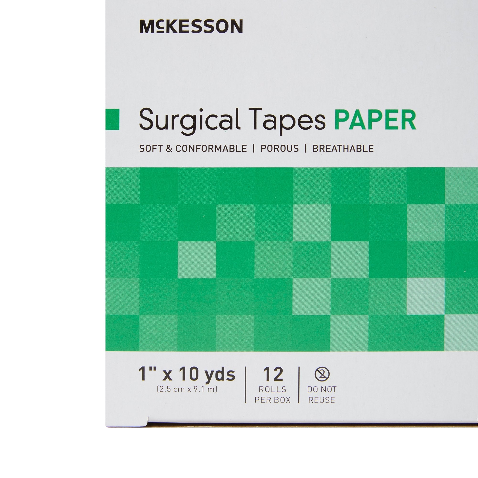 McKesson Hypoallergenic Paper Medical Tape, 1"x10yd, White - 12 Pack