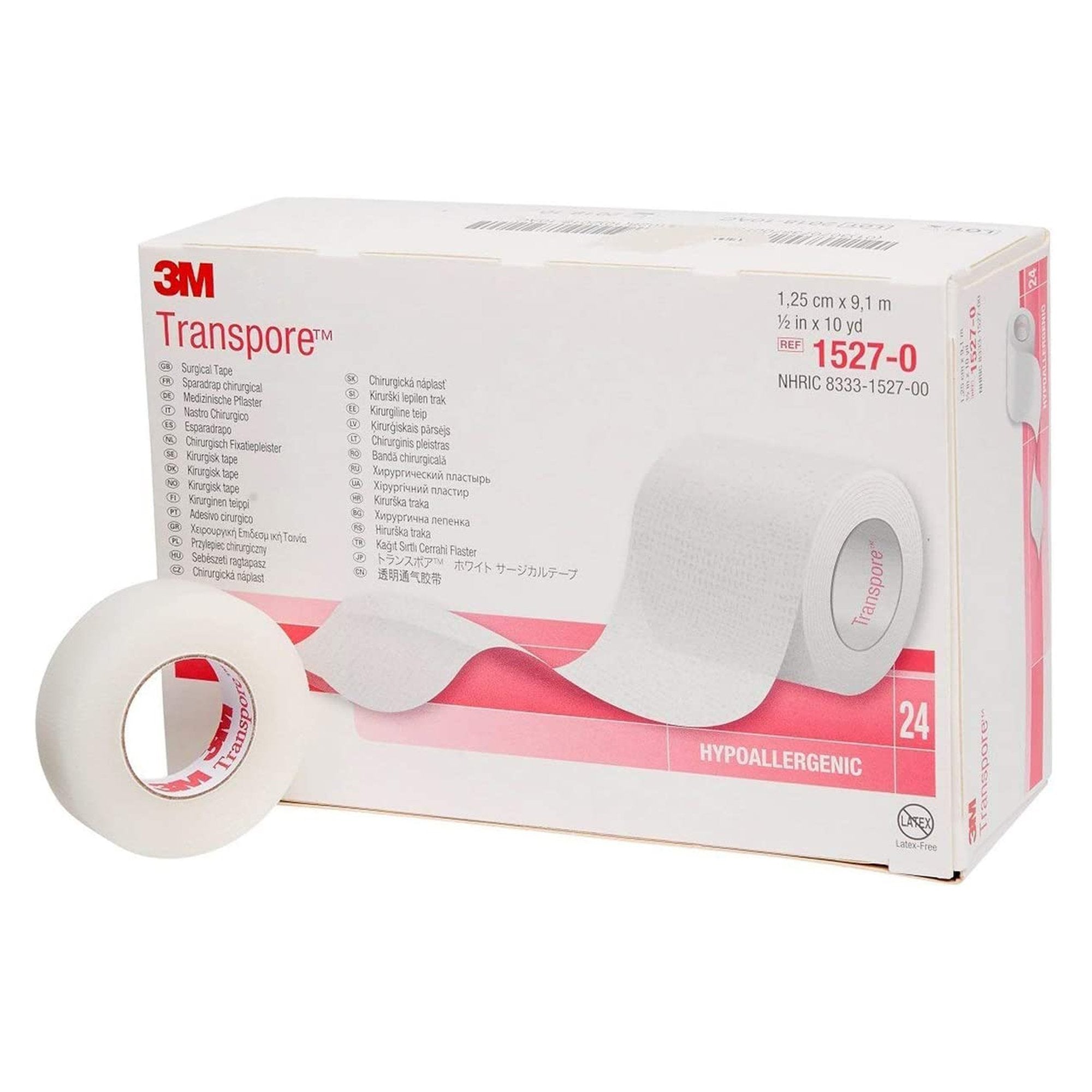 3M™ Transpore™ Plastic Medical Tape, 1/2 Inch x 10 Yard, Transparent (24 Units)