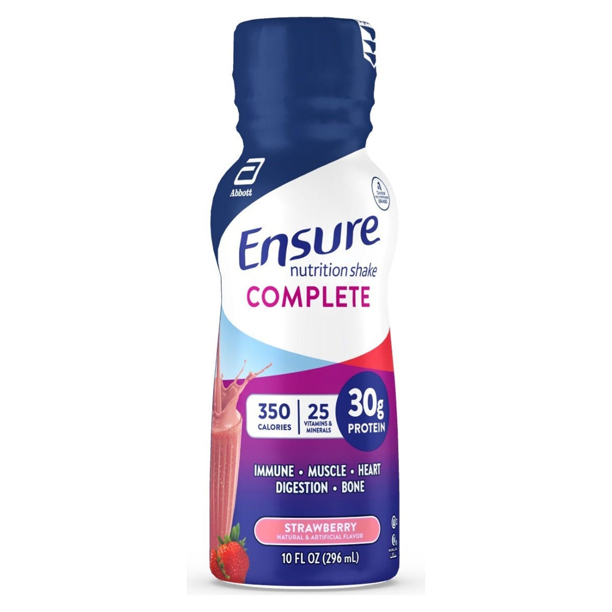 Ensure Complete® Nutrition Shake, Strawberry, 10-ounce bottle (16 Units)