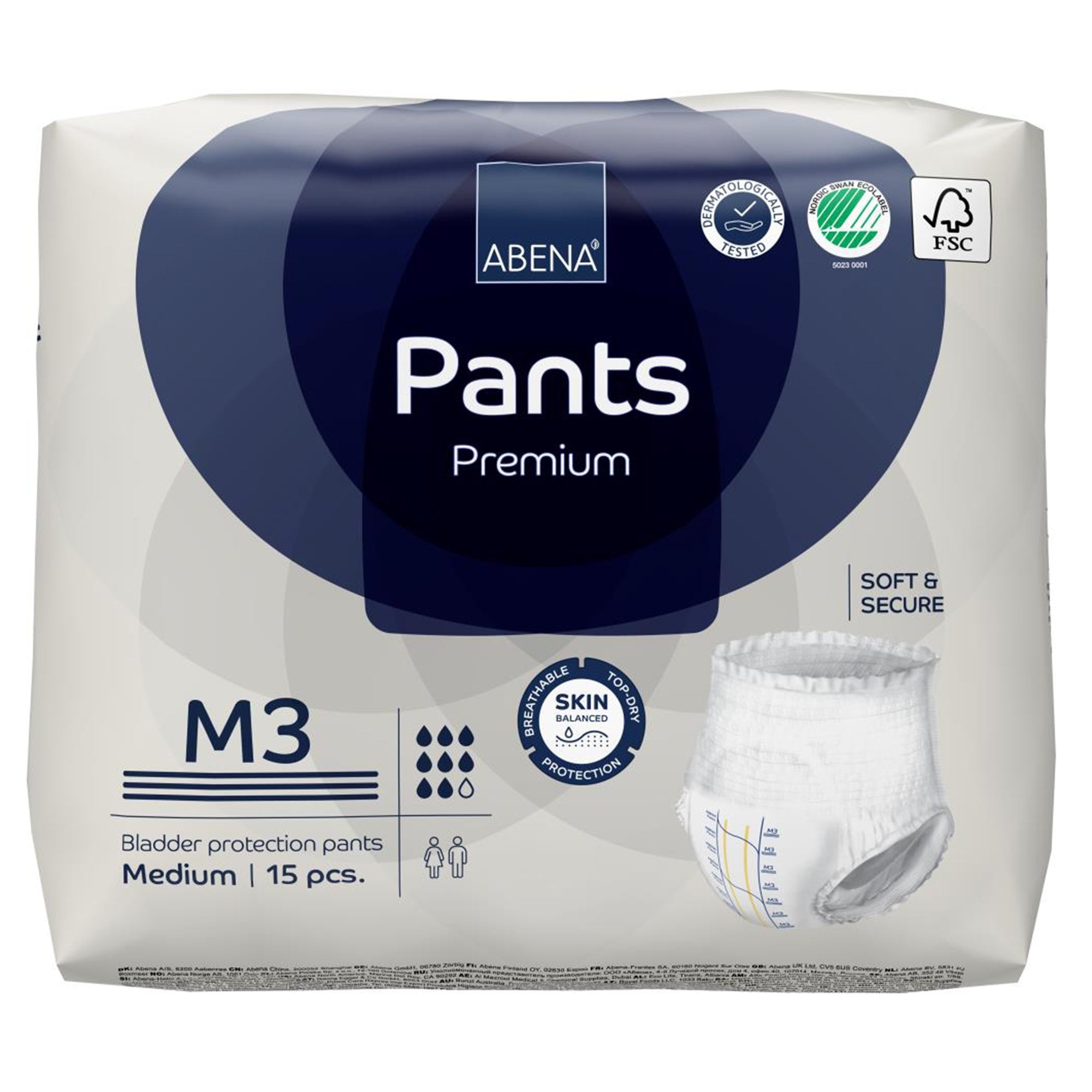 Abena® Premium Pants M3 Medium - Unisex Incontinence Briefs 15-Pack