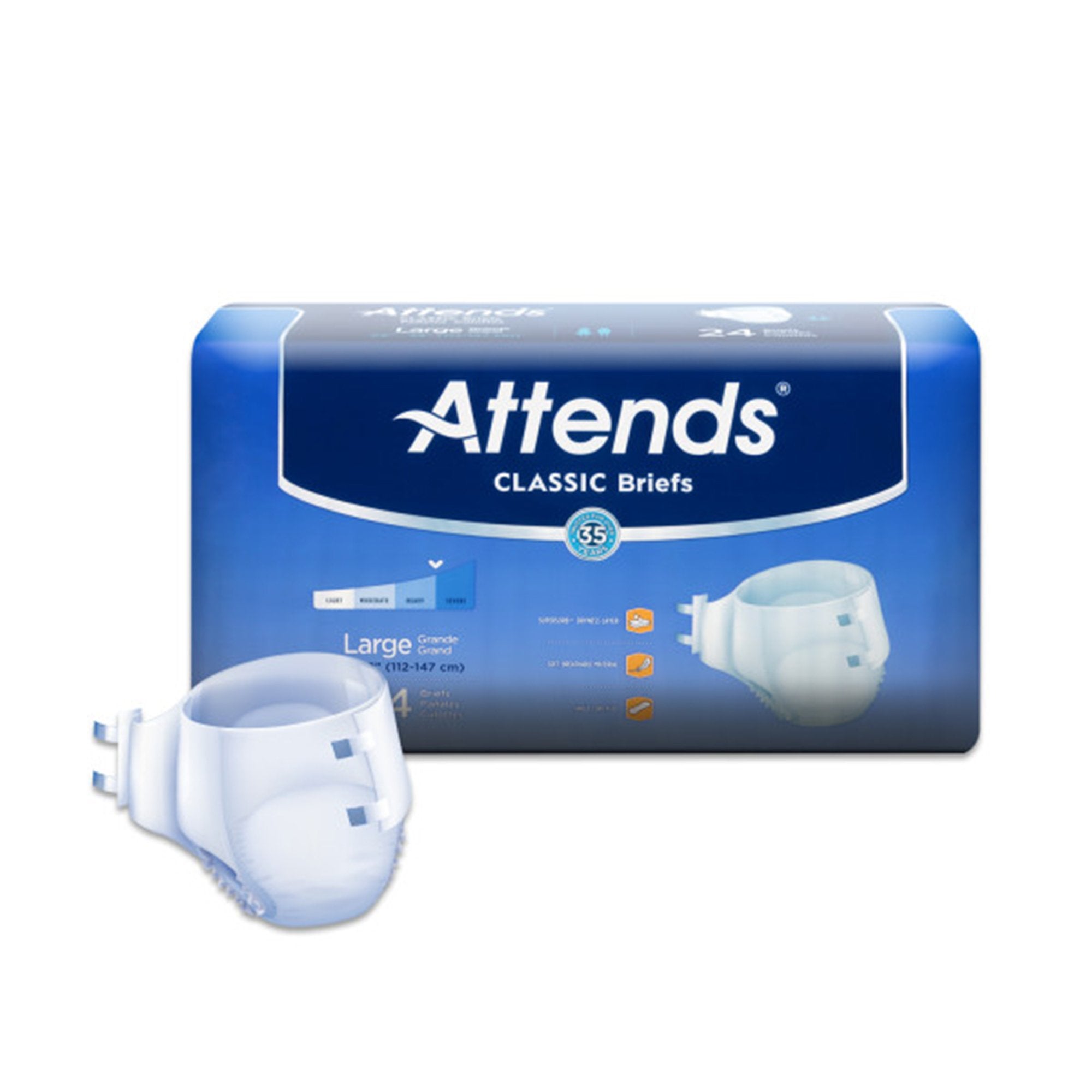 Attends® Classic Adult Heavy-Absorbent Incontinence Brief, Large, White (1 Unit)