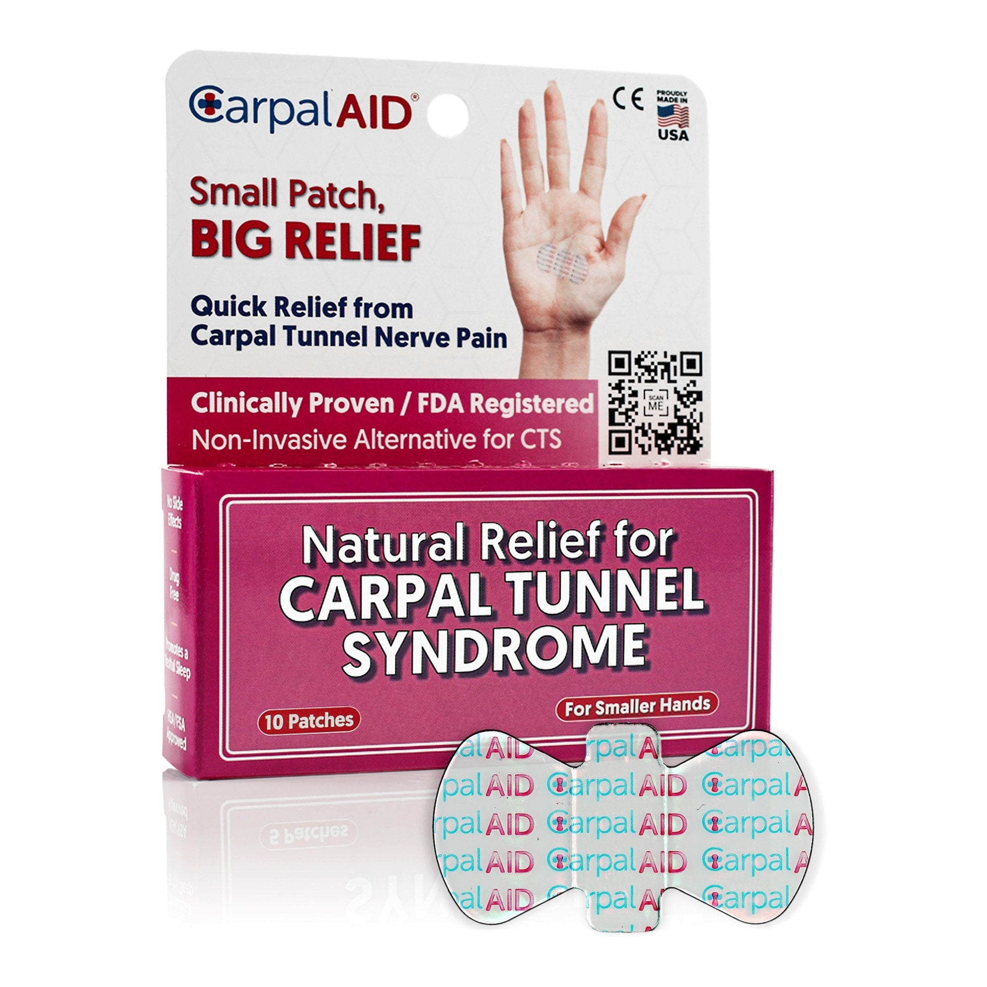 CarpalAid® Patch Hand-Based Carpal Tunnel Support, Small (10 Units)