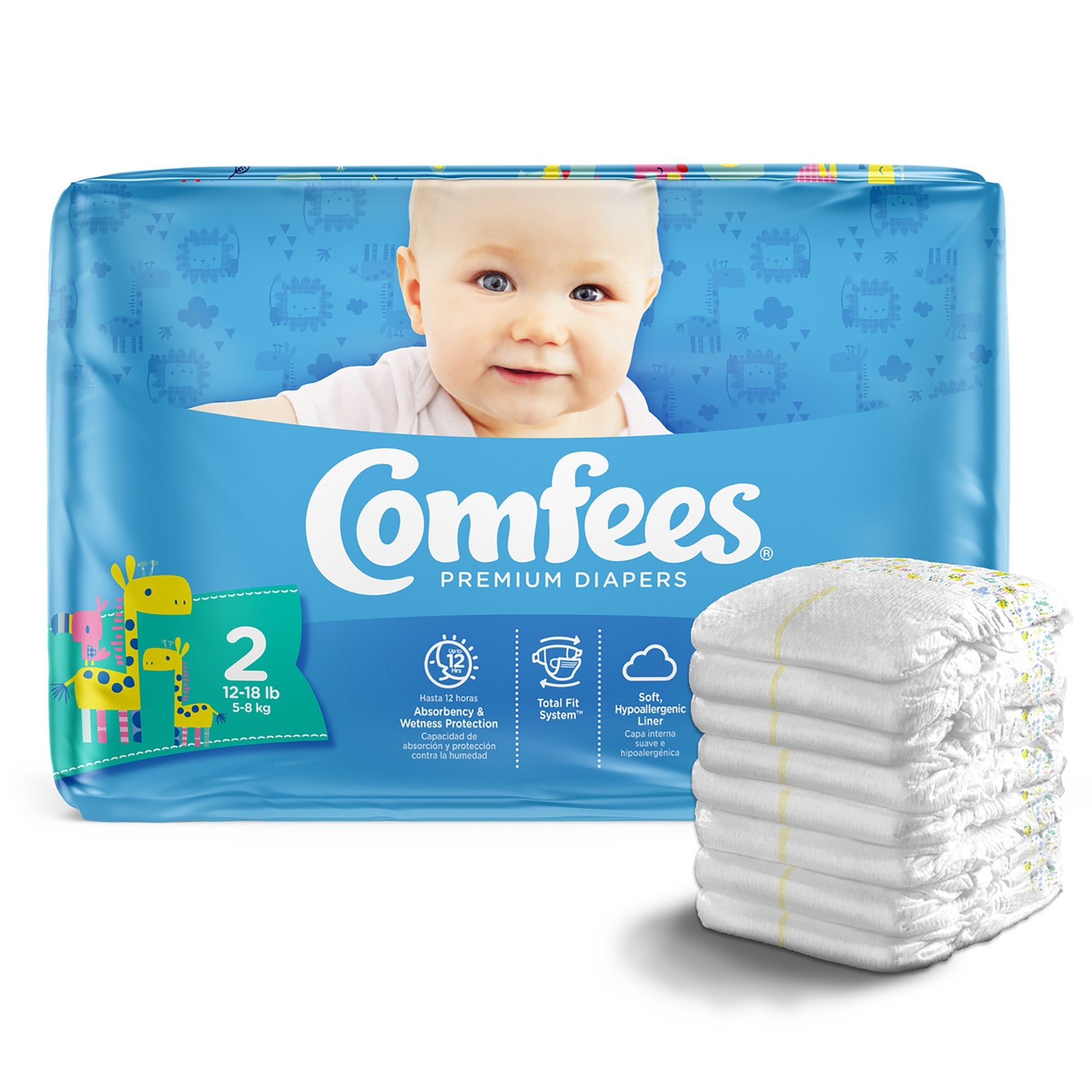 Comfees Premium Diapers, Unisex, Baby, Tab Closure, Size 2 (42 Units)