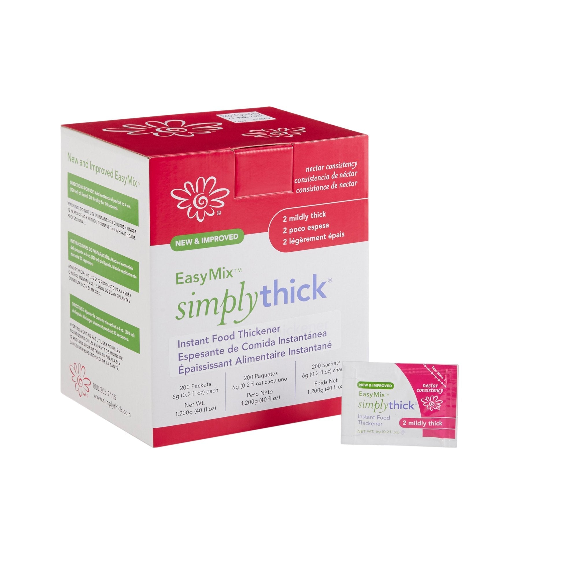 SimplyThick EasyMix Nectar Consistency Thickener, 6g Packets - IDDSI Level 2 (200ct)