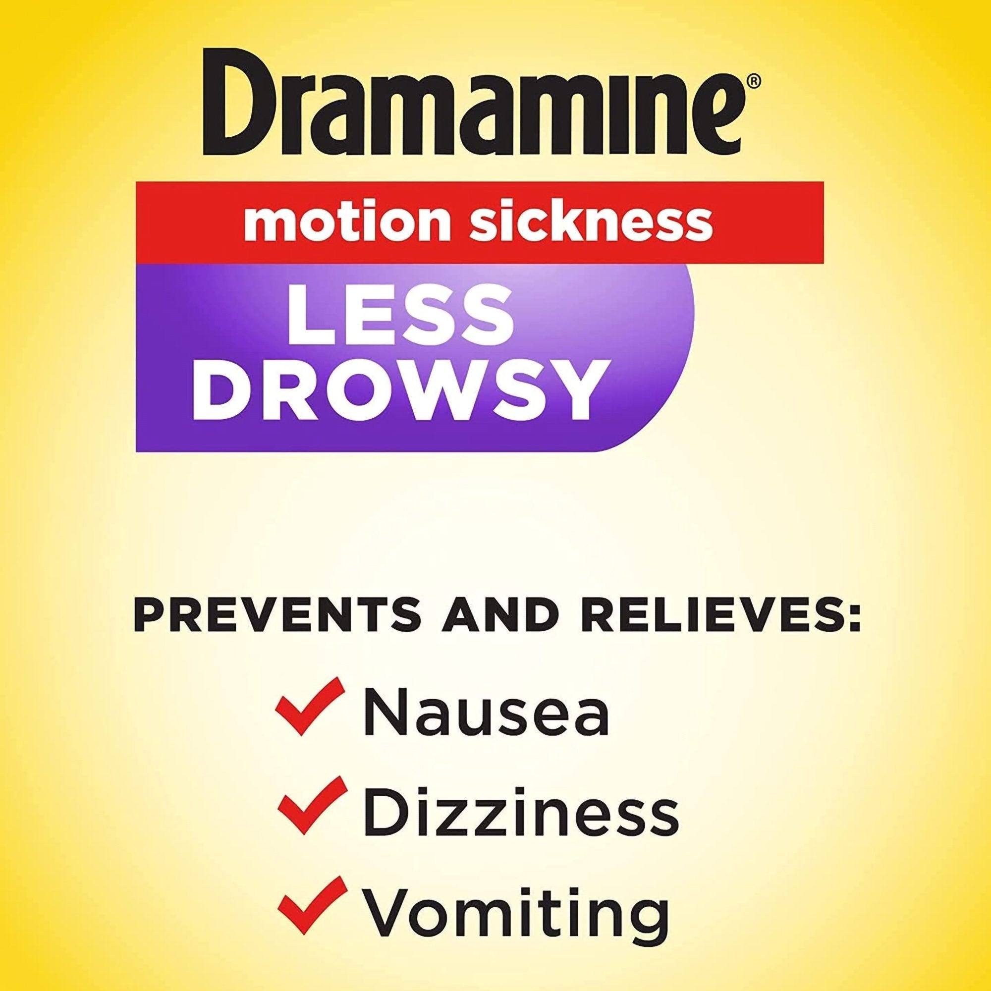 Nausea Relief Dramamine® Motion Sickness All Day Less Drowsy 25 mg Strength Tablet 8 Per Box (8 Units)