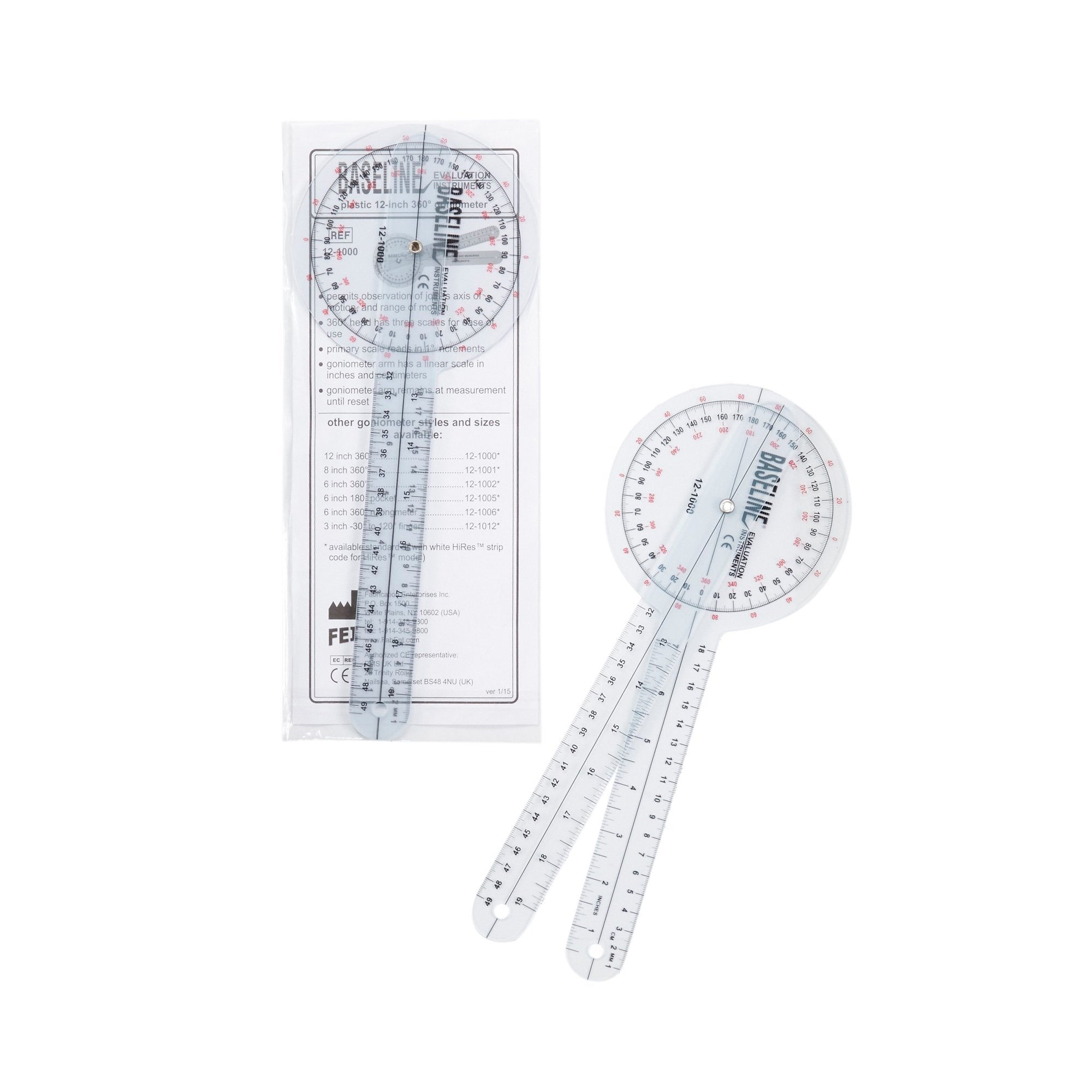 Baseline® Goniometer, 12 Inch Arms (1 Unit)