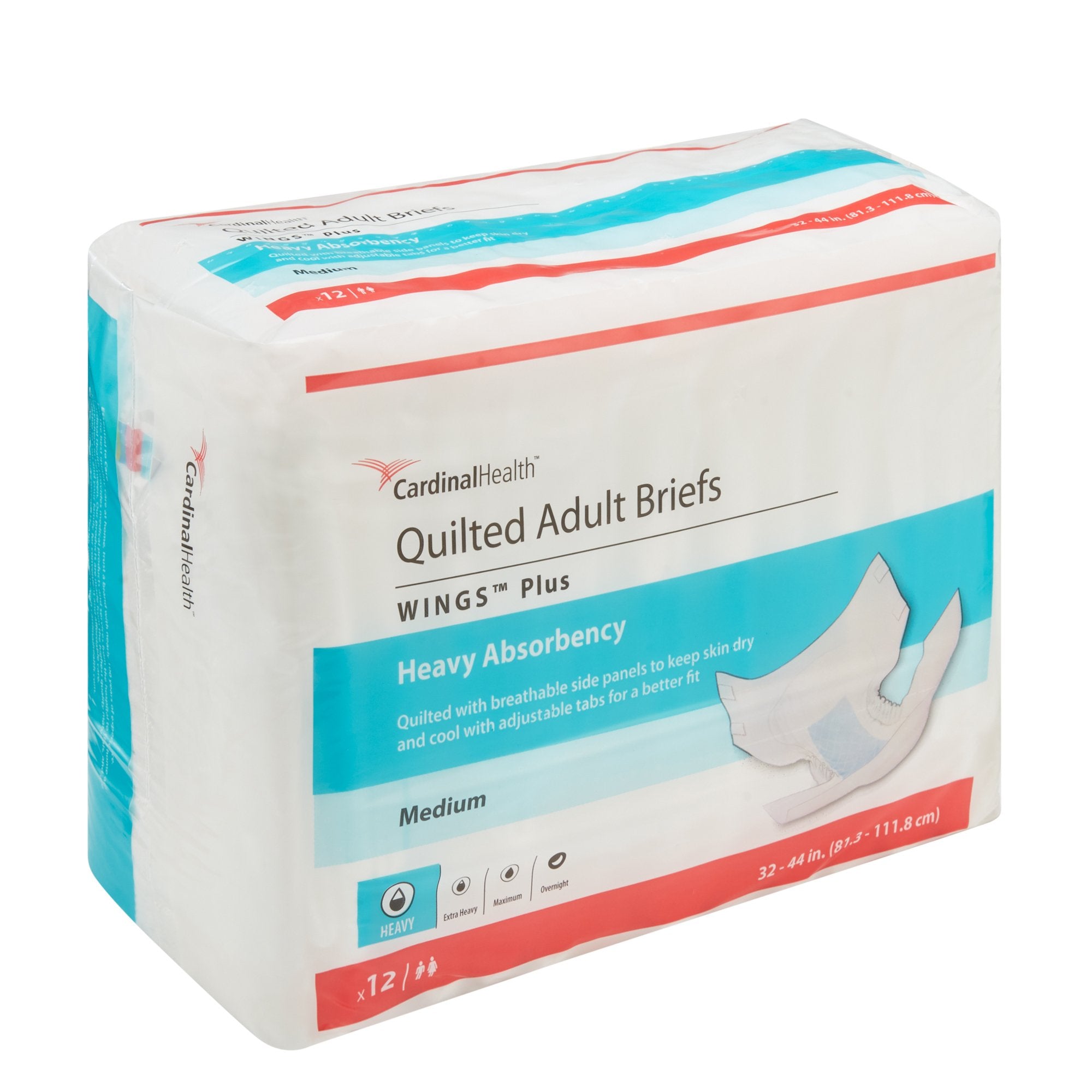 Wings™ Plus Quilted Heavy Absorbency Incontinence Brief, Medium (1 Unit)