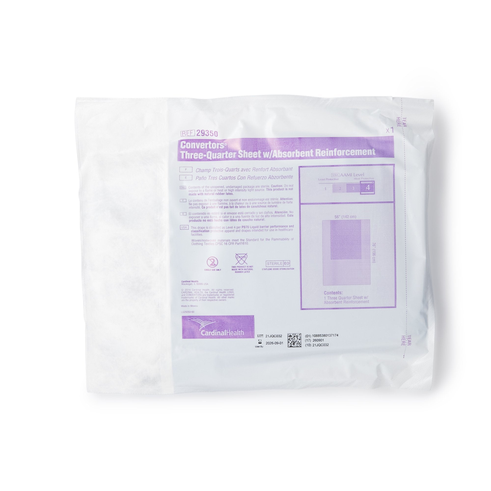 Cardinal Health Sterile Three-Quarter General Purpose Drape, 56 x 77 Inch (20 Units)