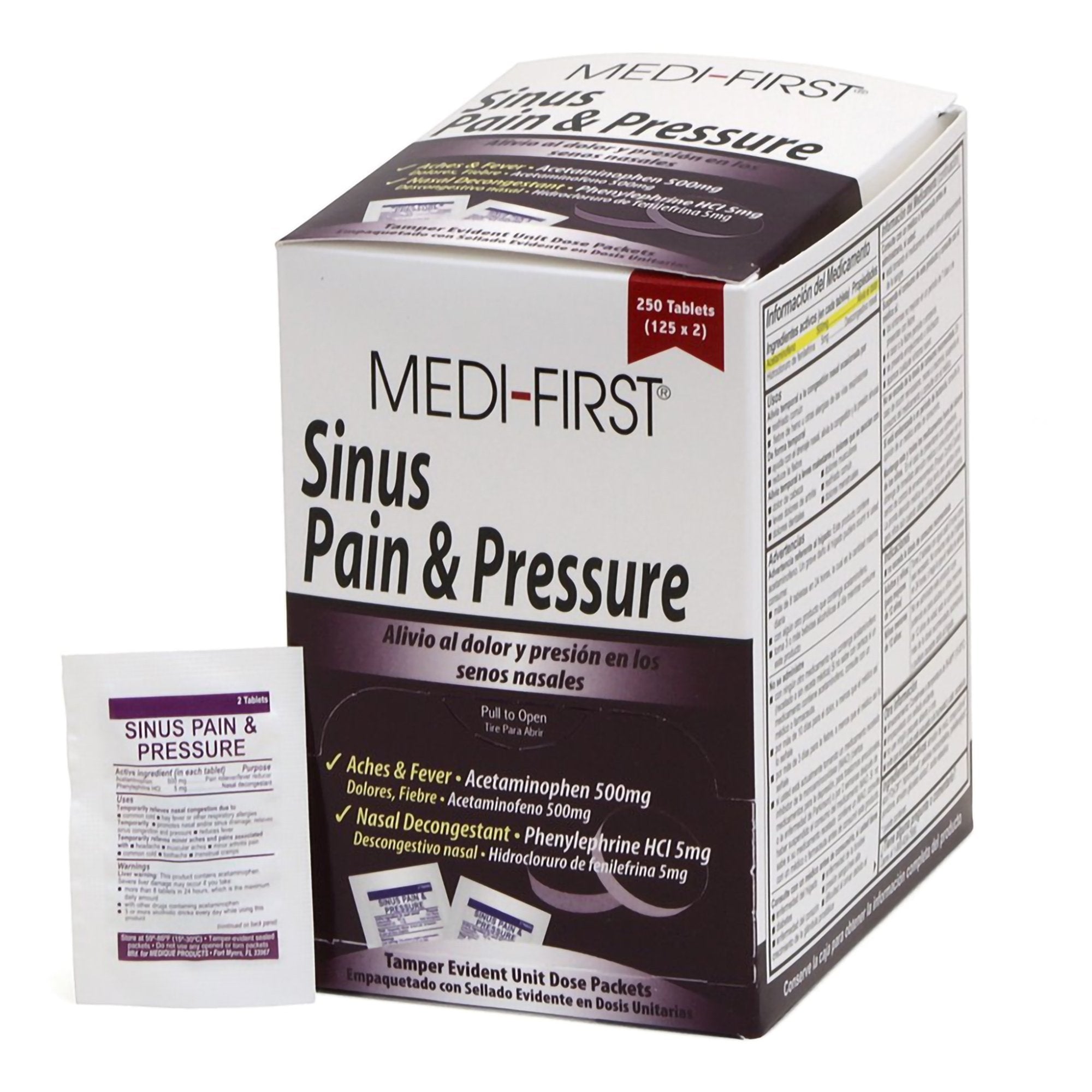 Medi-First® Acetaminophen / Phenylephrine Sinus Relief (250 Units)