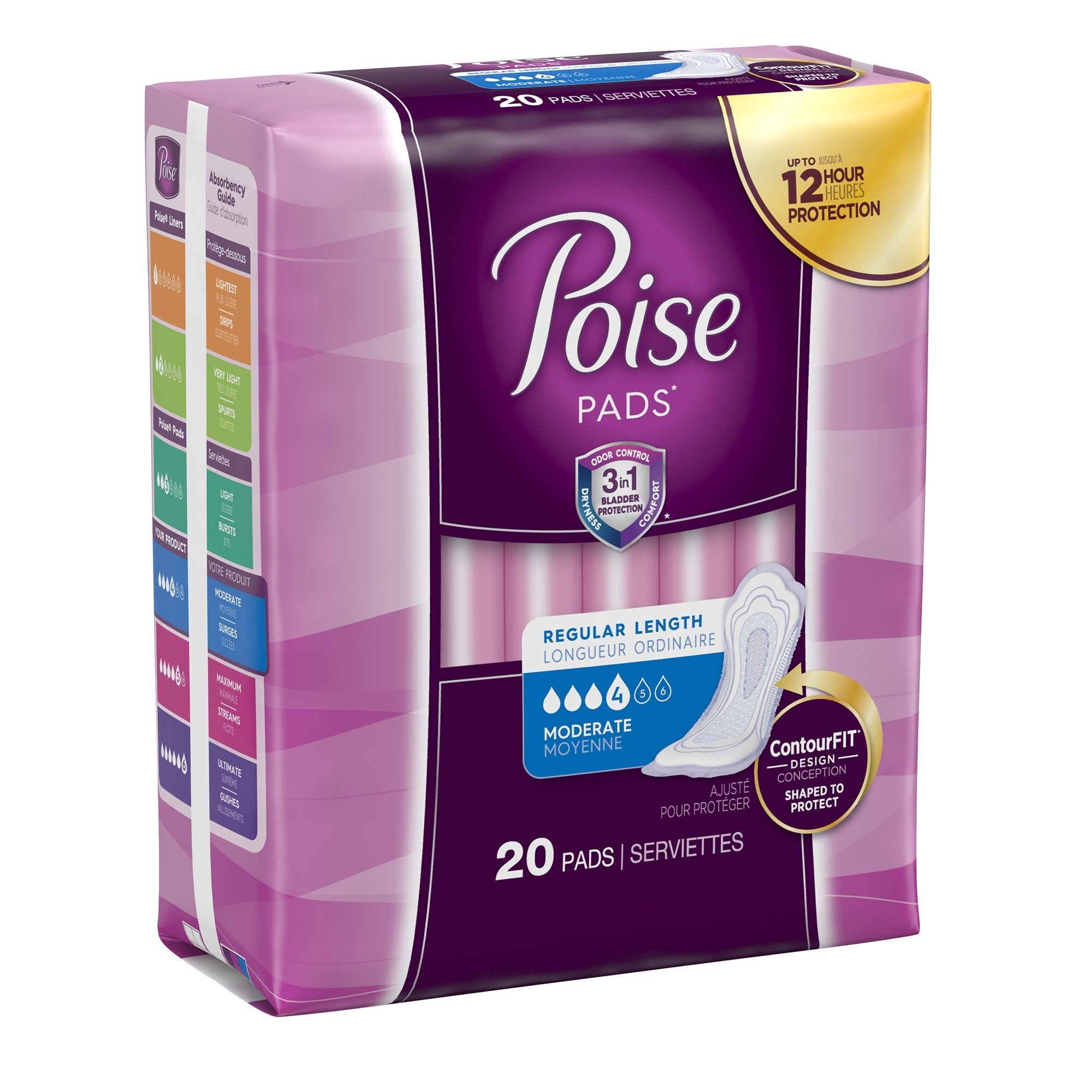 Poise Bladder Control Pads, Adult Women, Disposable (20 Units)