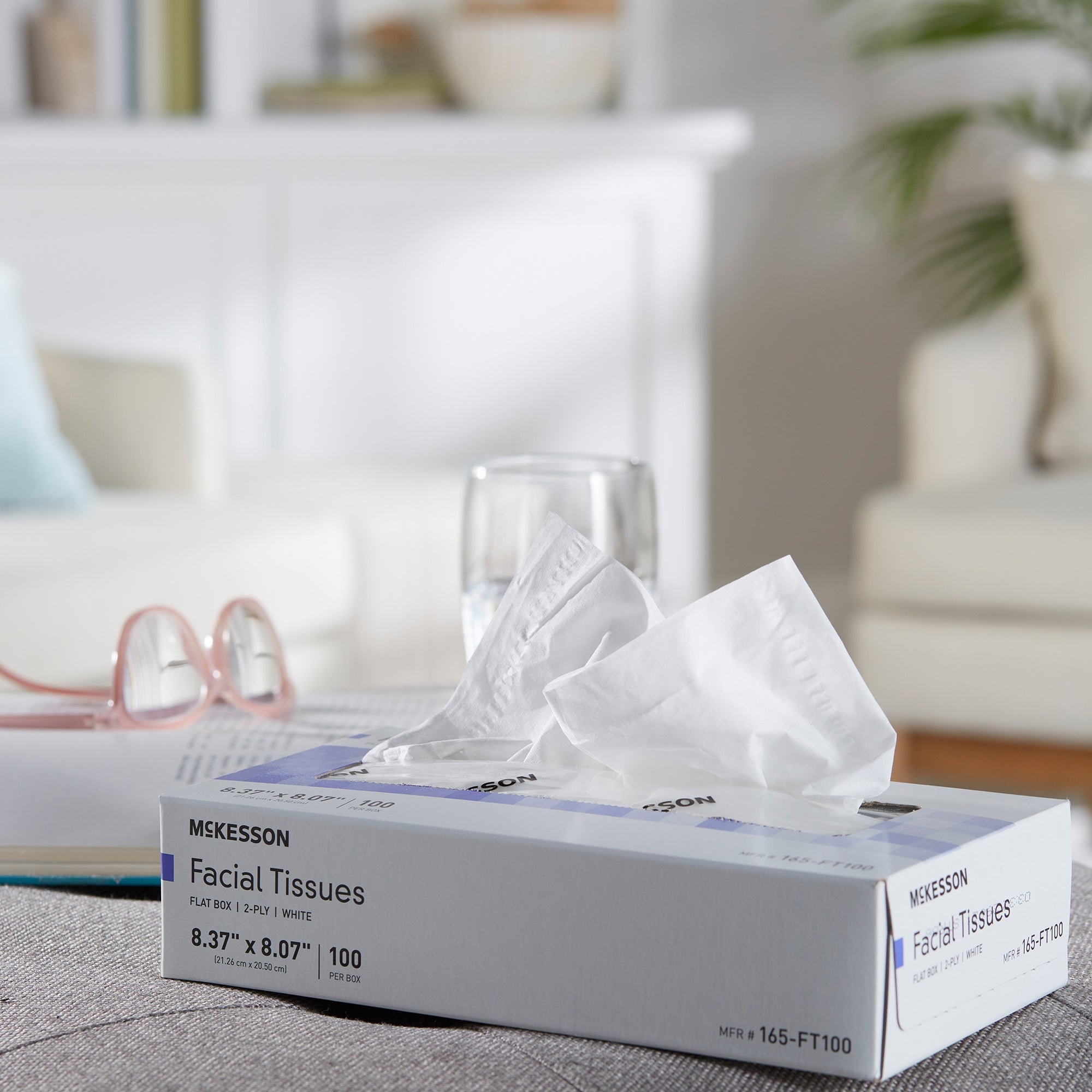 McKesson Two-Ply Facial Tissue Bulk Pack - 3000 Units, Plain White, 8.37x8.07"
