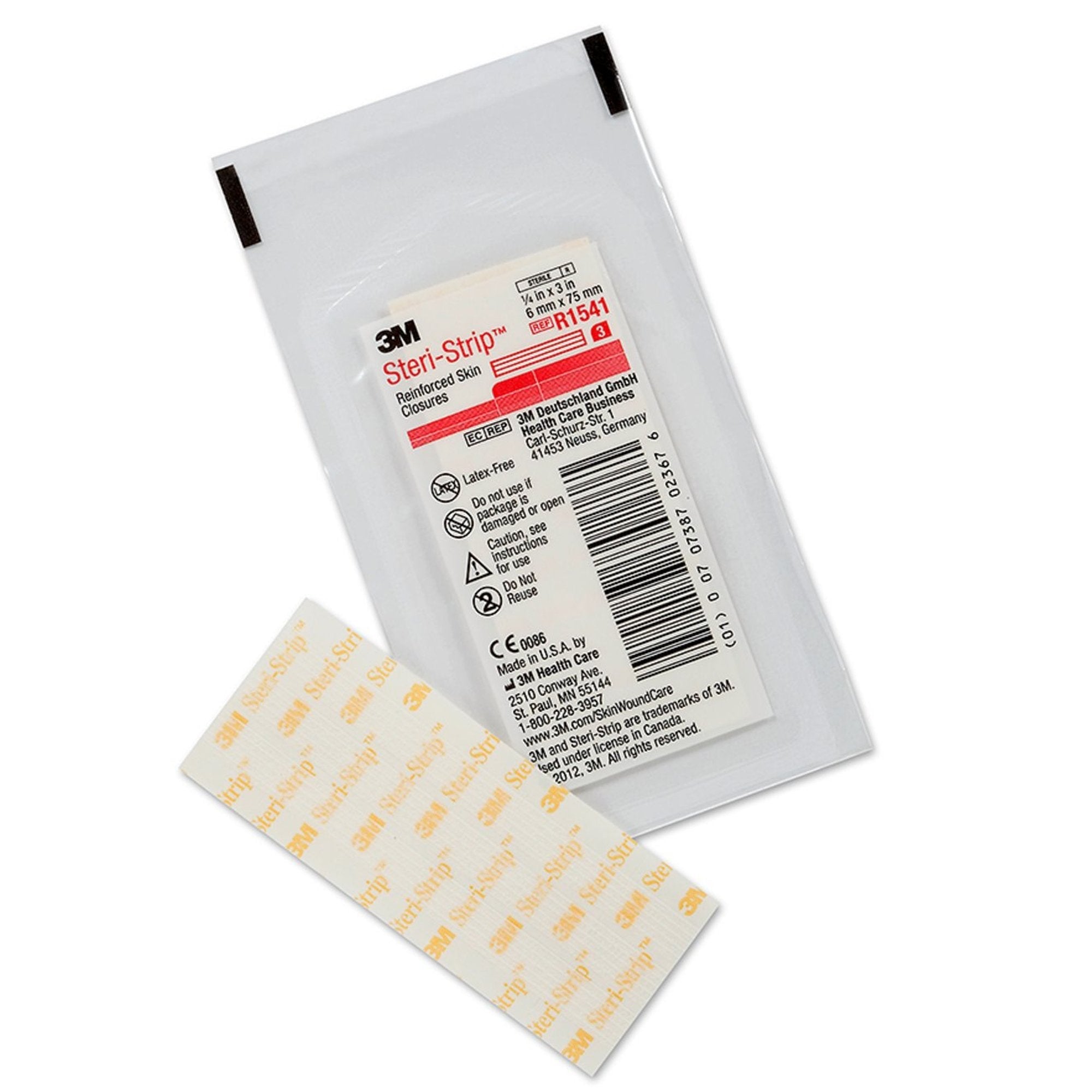 3M Steri-Strip Skin Closure Strips, Non-Woven, 1/4 inch X 3 Inch, Reinforced Strip, White (200 Units)