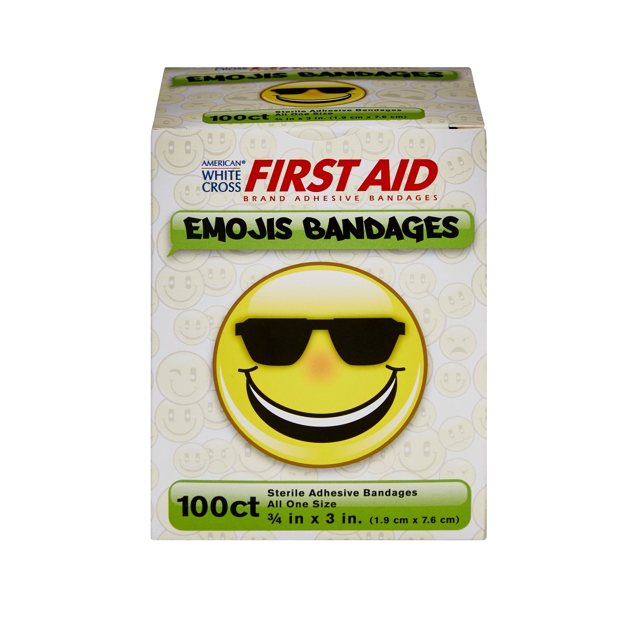 American® White Cross First Aid Emojis Kid Design Adhesive Strip, ¾ x 3 Inch (1 Unit)