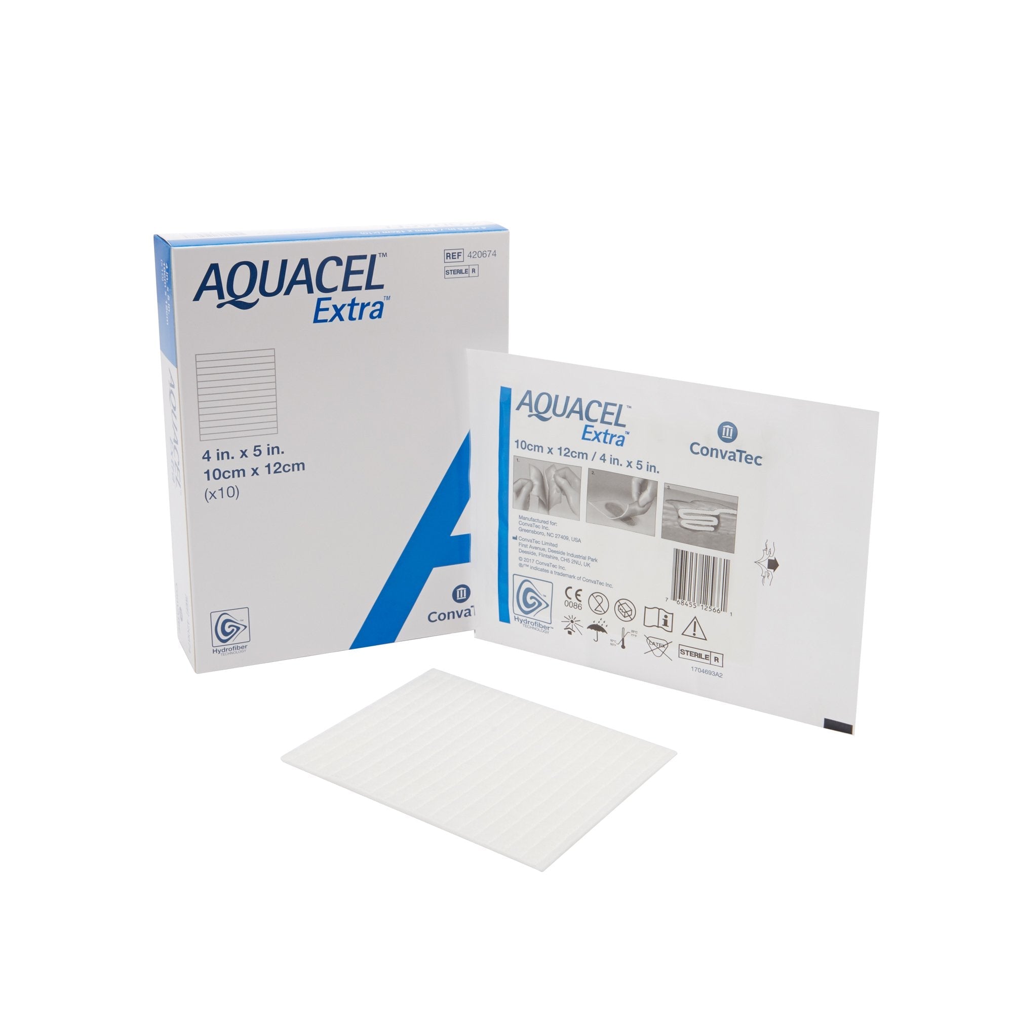 Aquacel® Extra™ Hydrofiber Dressing, 4 x 5 Inch (10 Units)