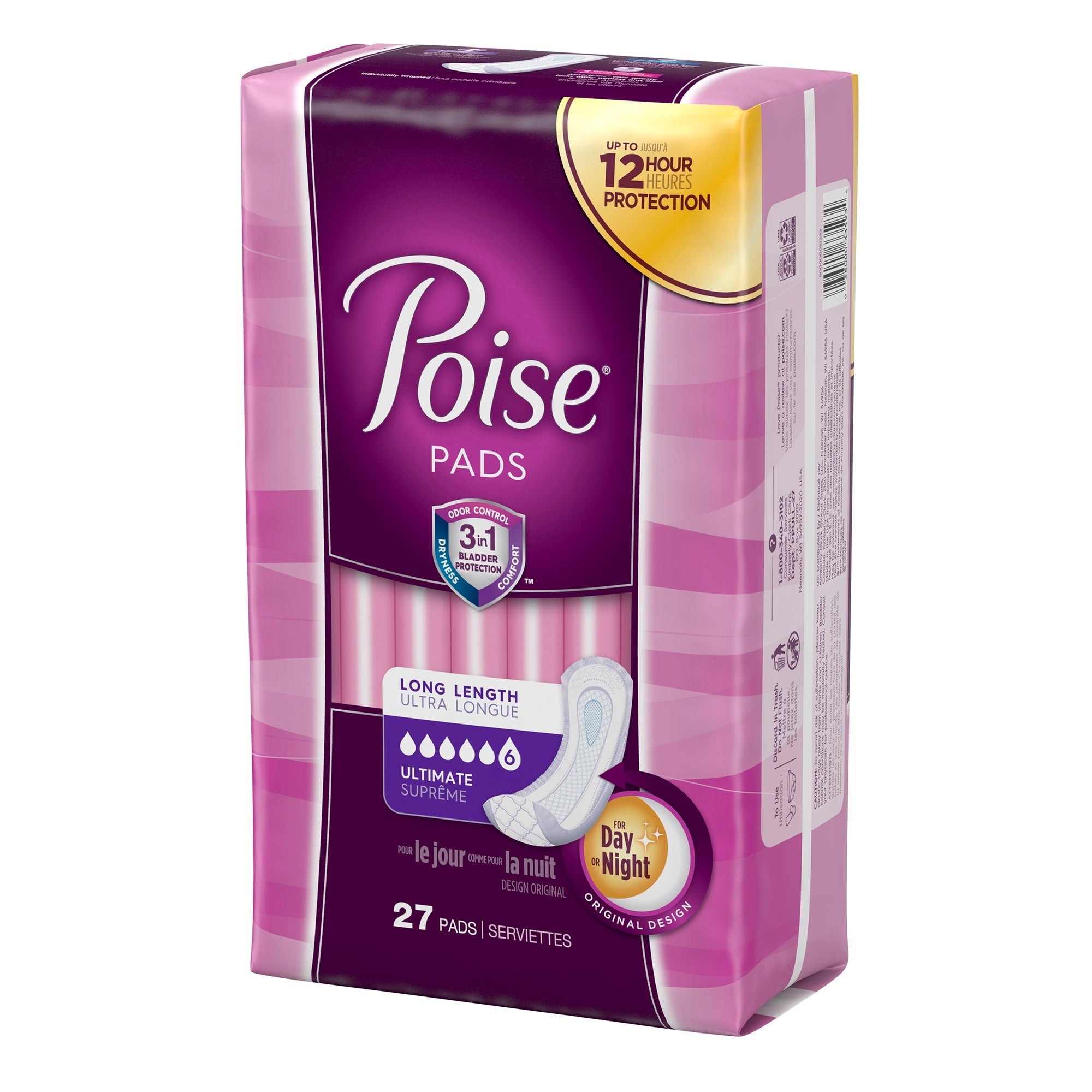 Poise Bladder Control Pads, 15.9" Heavy Absorbency, One Size - 27 Pack