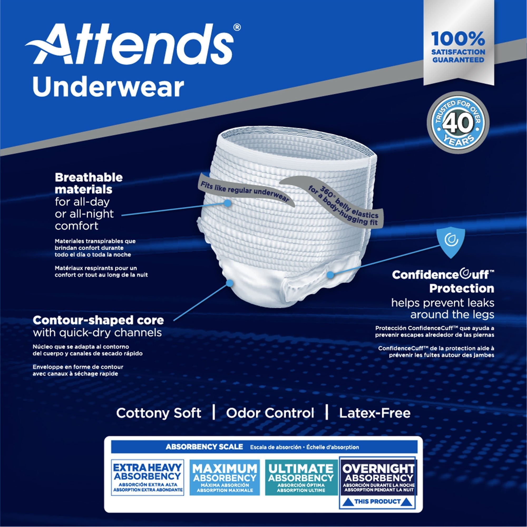 Attends® Overnight Underwear with Extended Wear Protection, Medium (16 Units)