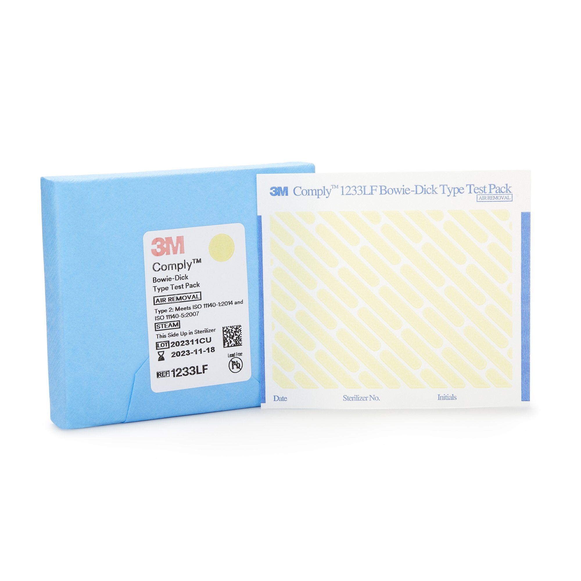 3M Comply Sterilization Bowie-Dick Test Pack, Type 2, Steam, 270° to 273°F, Disposable, Lead-Free (30 Units)