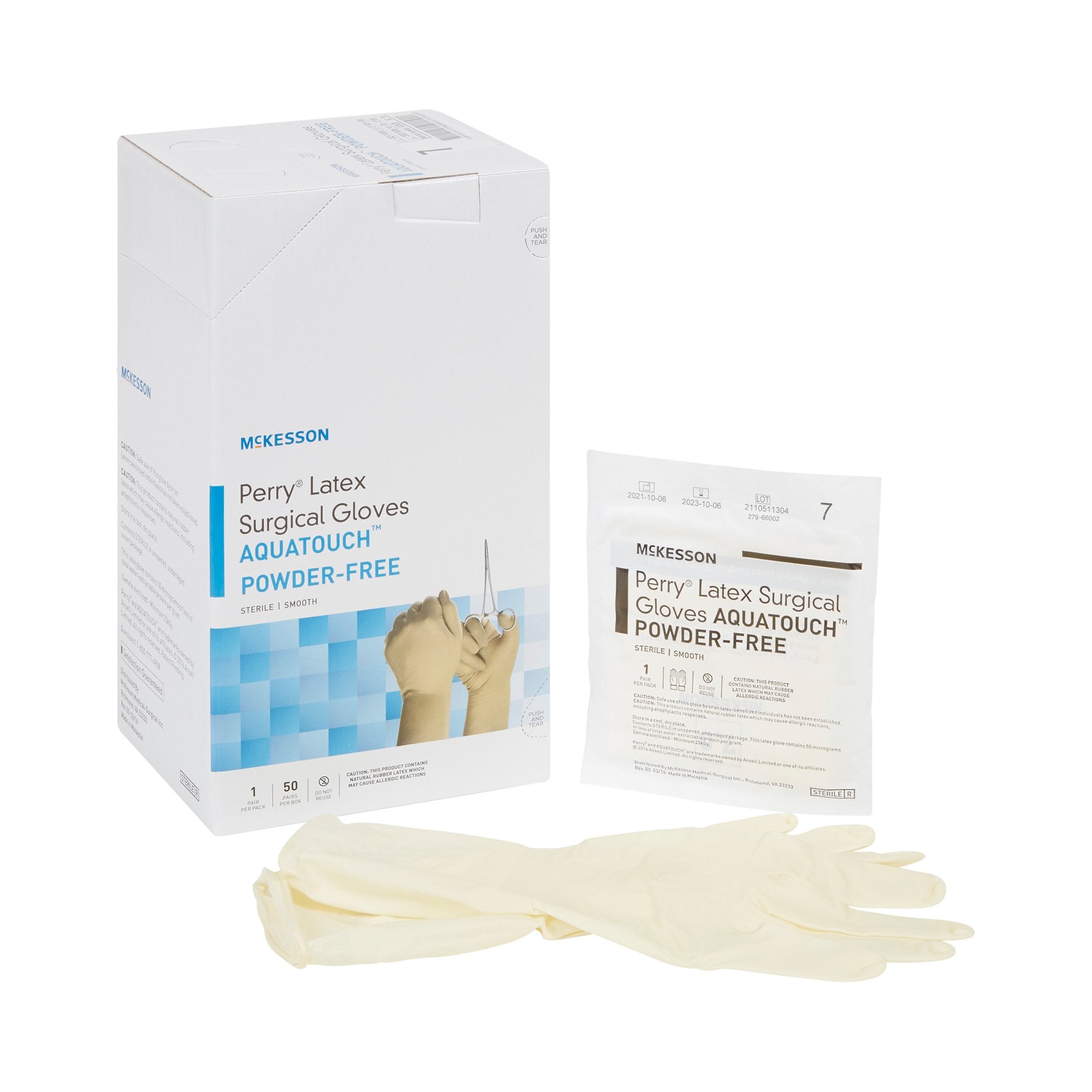 McKesson Perry® Performance Plus AquaTouch™ Latex Surgical Glove, Size 7, Cream (400 Units)