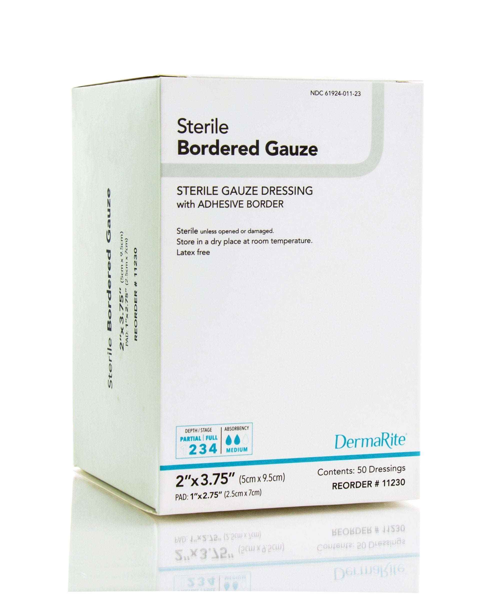 DermaRite Gauze Adhesive Dressing, White, Sterile, 2 x 3¾ inch (50 Units)