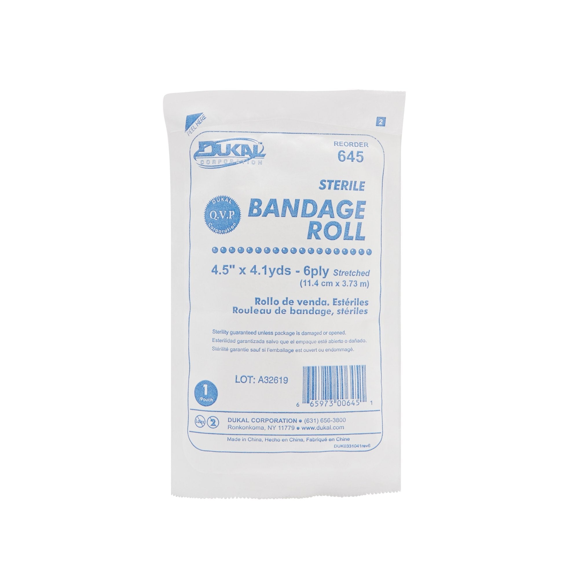 Dukal™ Sterile Fluff Bandage Roll, 4-1/2 Inch x 4-1/10 Yard (100 Units)