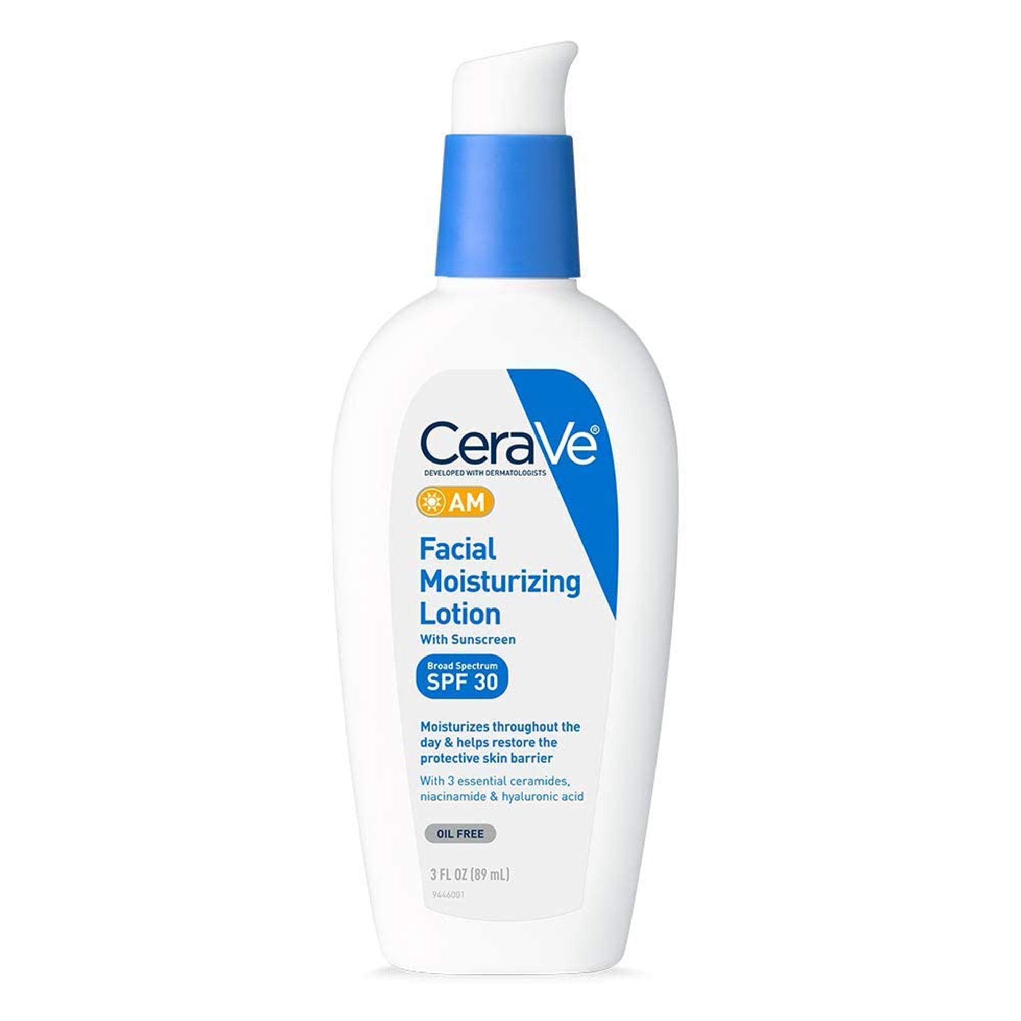 Facial Moisturizer with Sunscreen CeraVe® AM 3 oz. Pump Bottle Unscented Lotion (1 Unit)