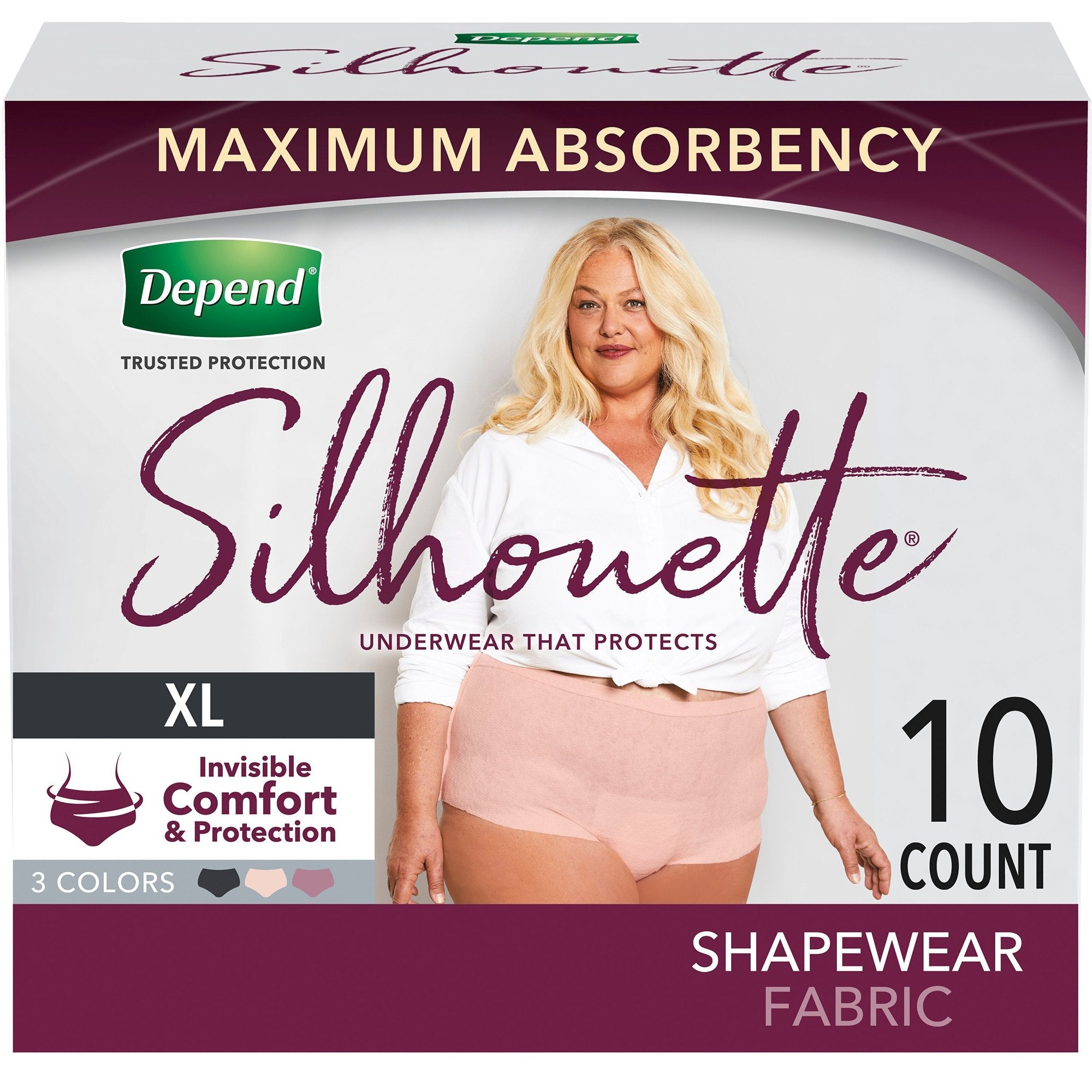 Depend® Silhouette® Classic Women's Underwear, X-Large, Pink, 10 ct. (10 Units)