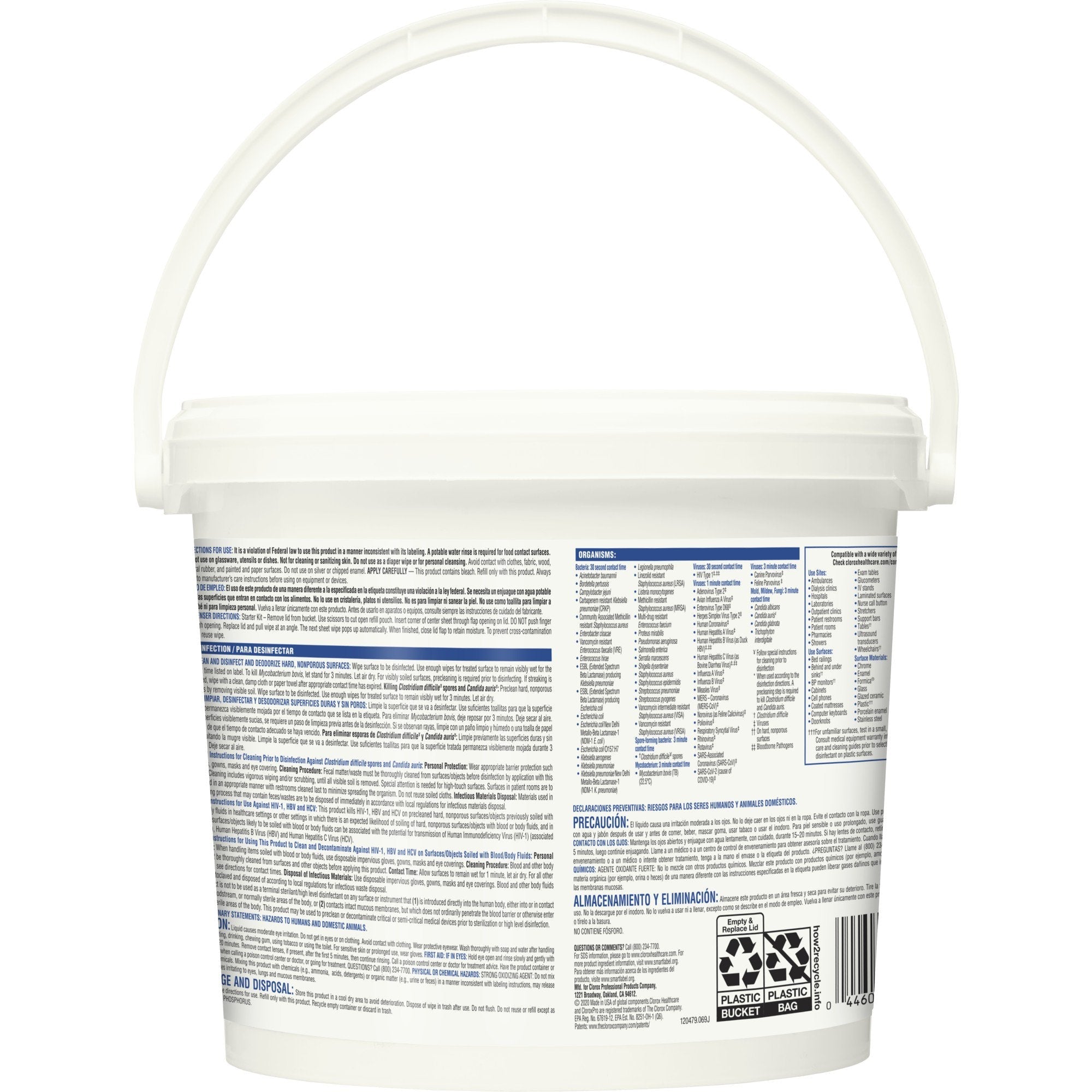 Clorox Healthcare Surface Disinfectant Cleaner, Chlorine Scent, Nonsterile, 12″ x 12″, Pail (1 Unit)