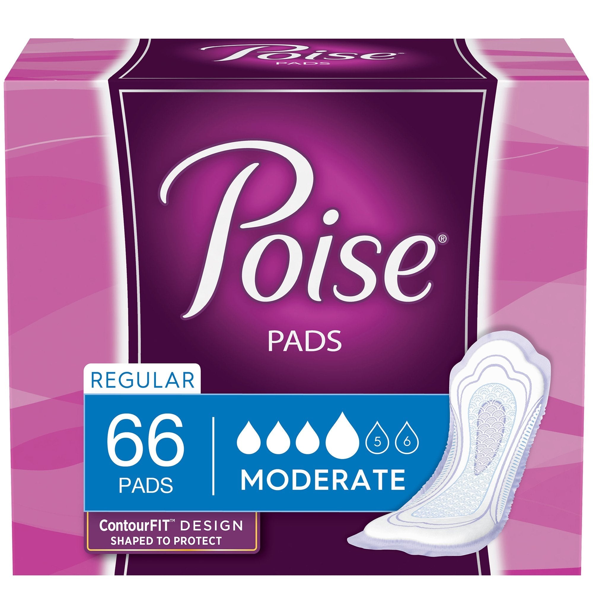 Poise® Moderate Bladder Control Pad, Regular Length (132 Units)