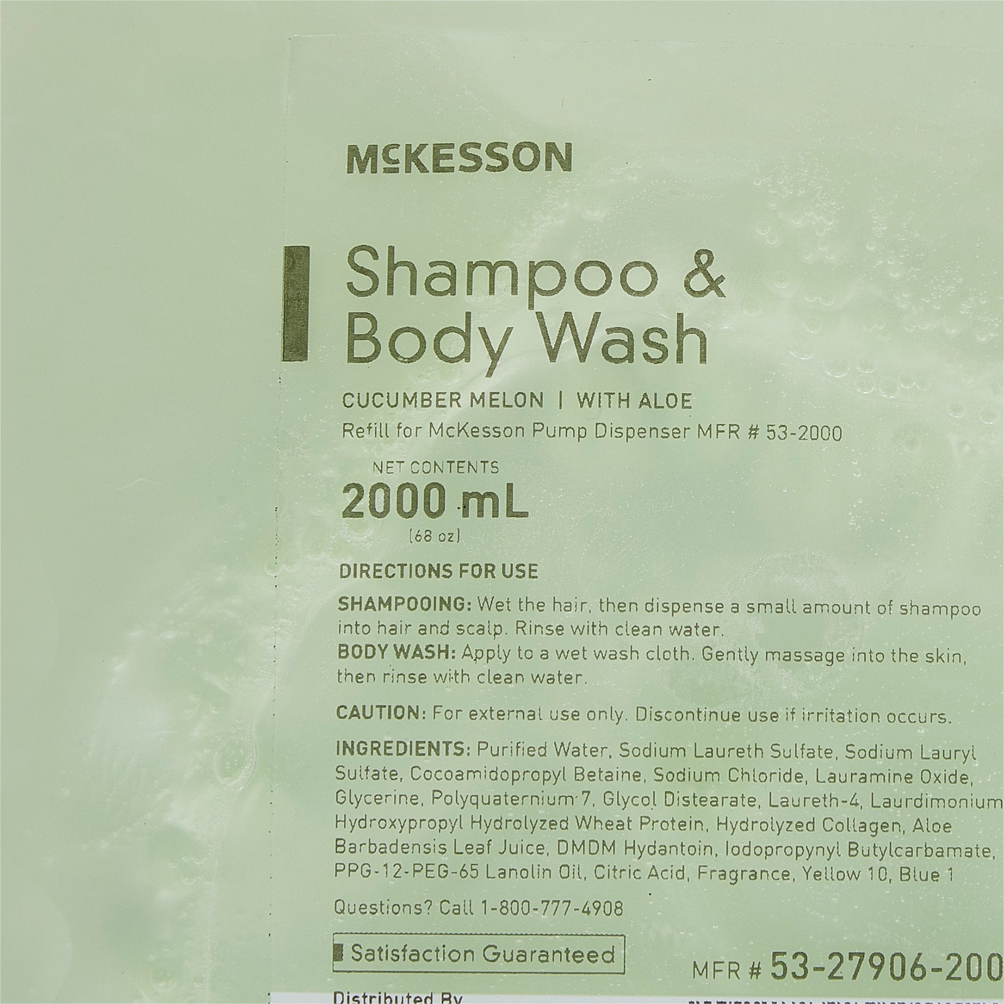 McKesson Shampoo and Body Wash Dispenser Refill Bag 2000 mL, Cucumber Melon (1 Unit)