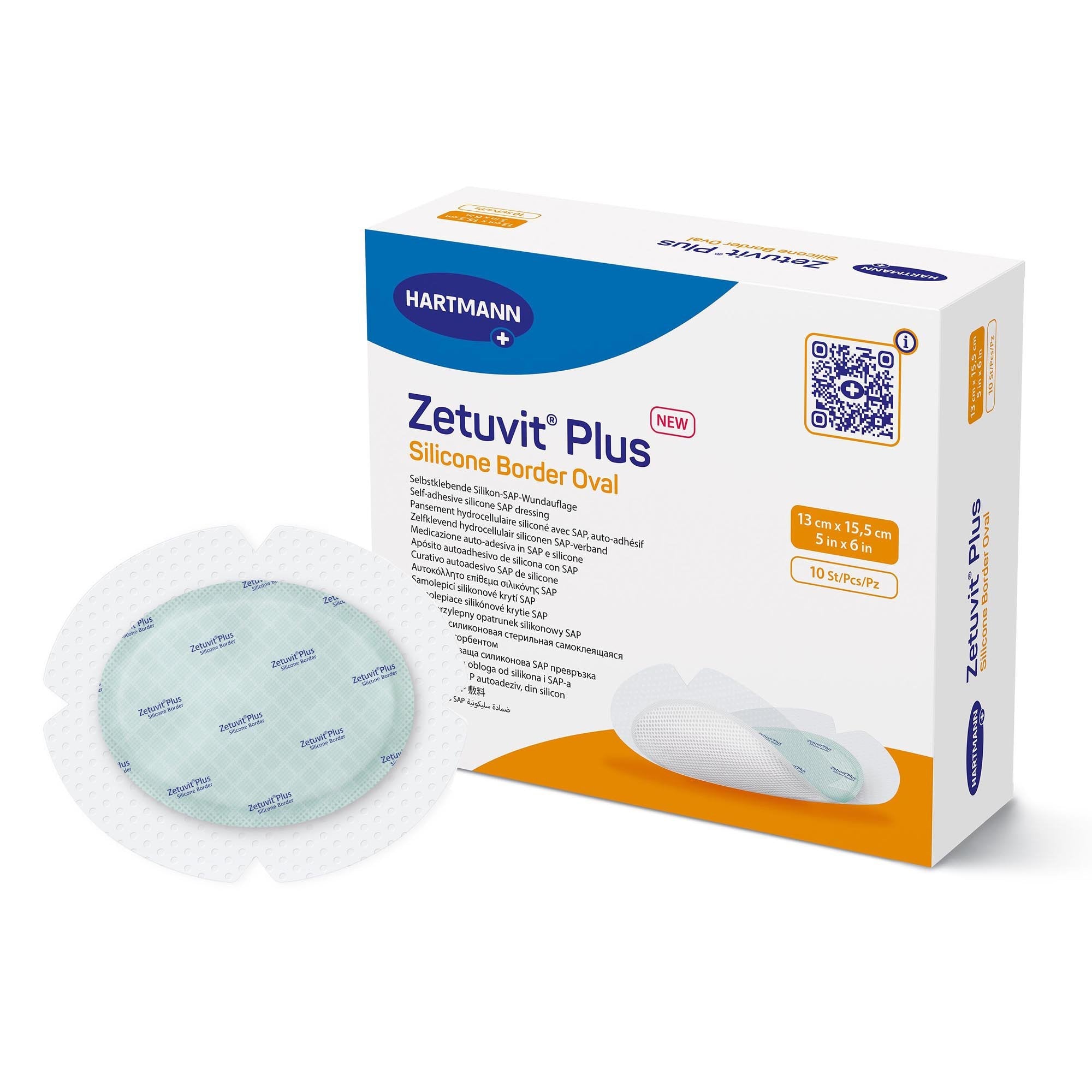 Super Absorbent Dressing Zetuvit® Plus Silicone Border Silicone Adhesive 5 X 6 Inch Oval (10 Units)