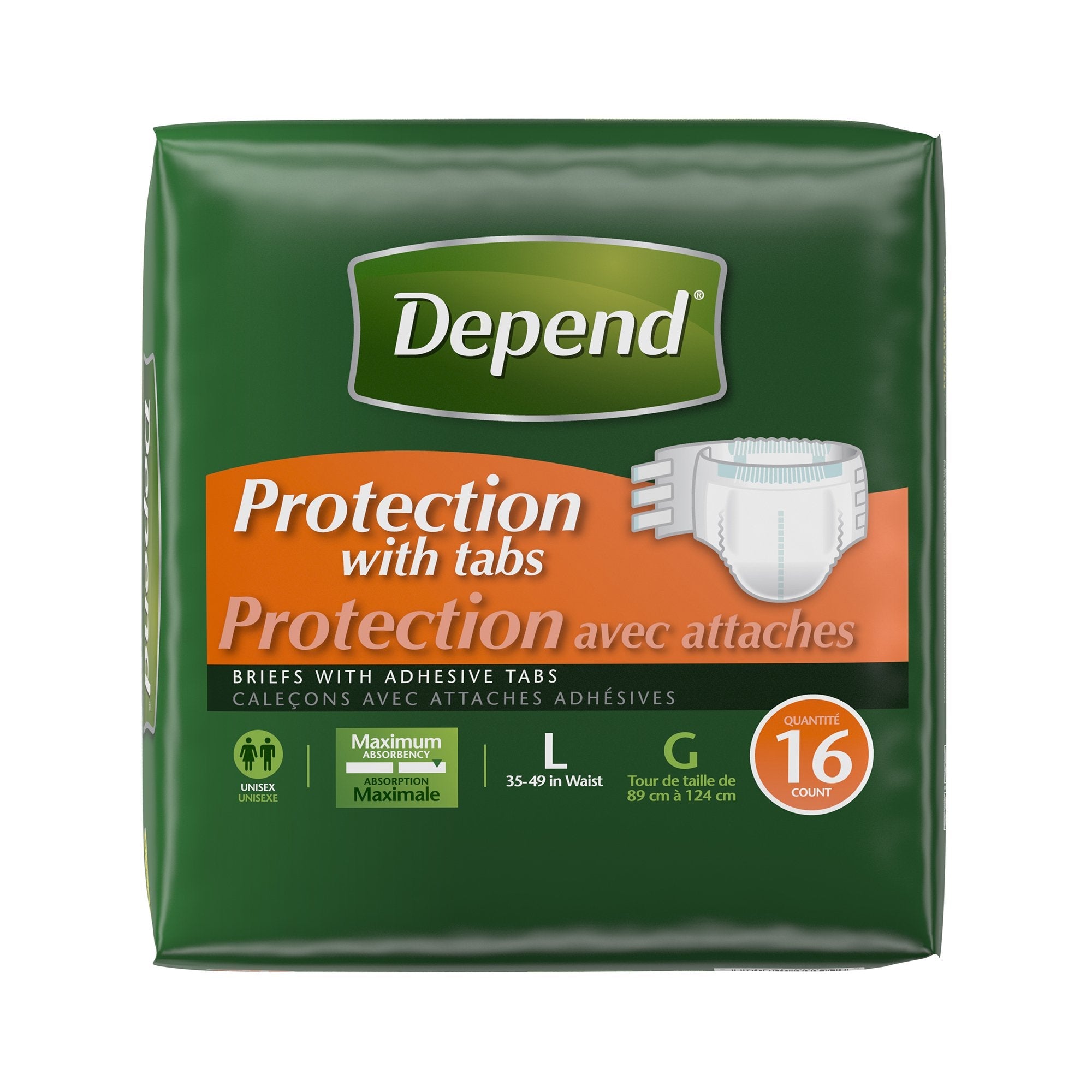 Depend® Maximum Incontinence Brief, Large (16 Units)