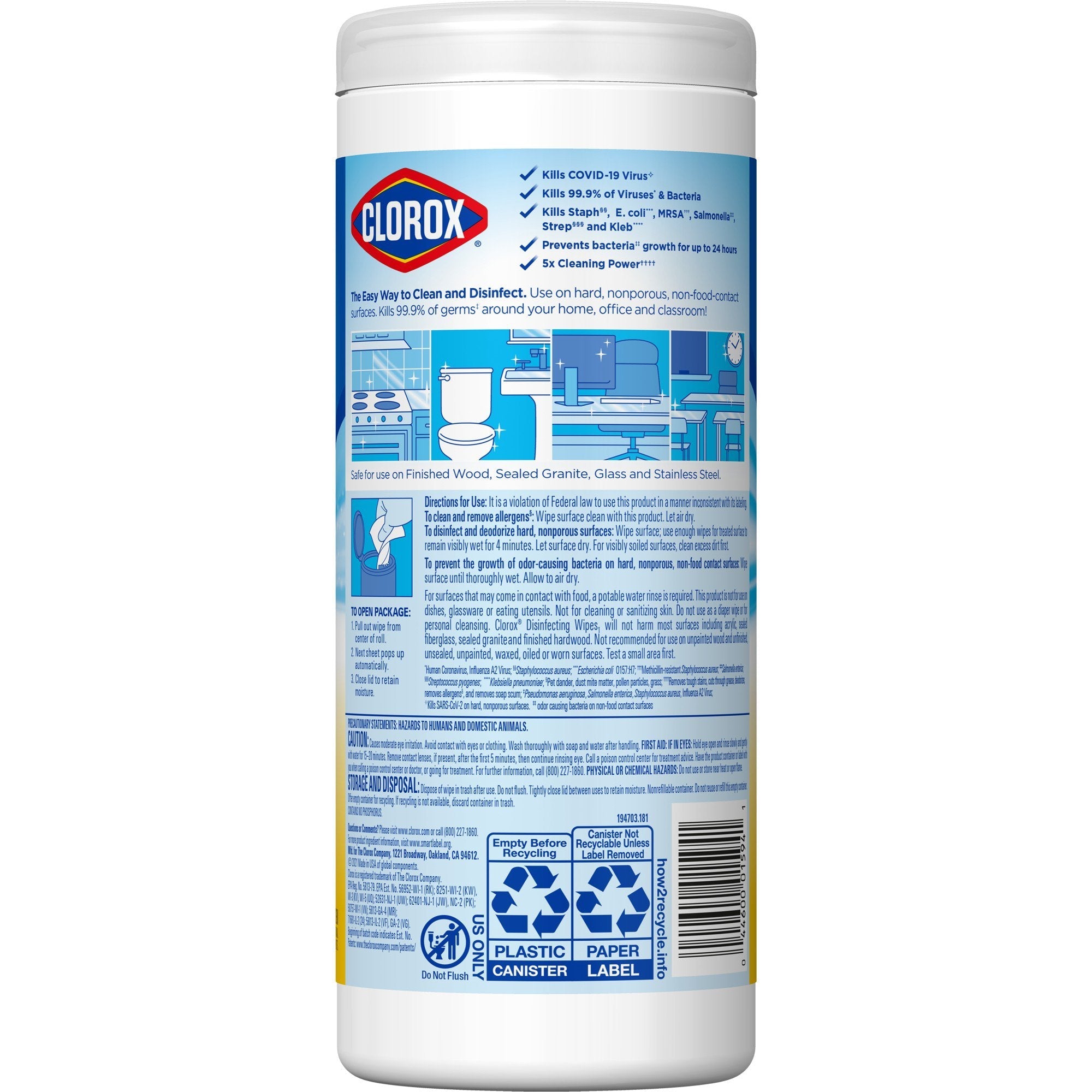 Clorox® Surface Disinfectant Wipes, Small Canister (12 Units)