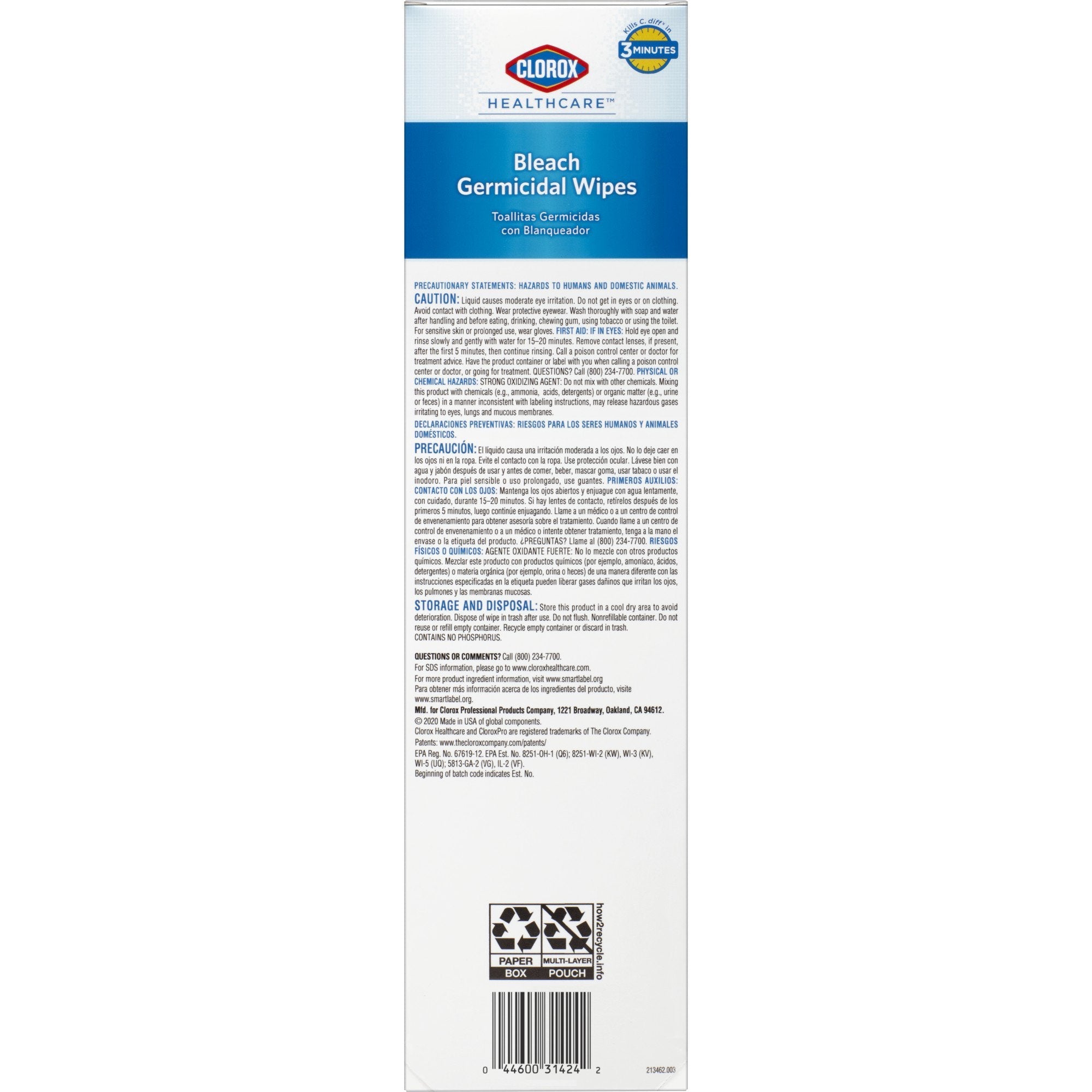 Clorox® Healthcare® Bleach Germicidal Wipes, Individual Packets (50 Units)