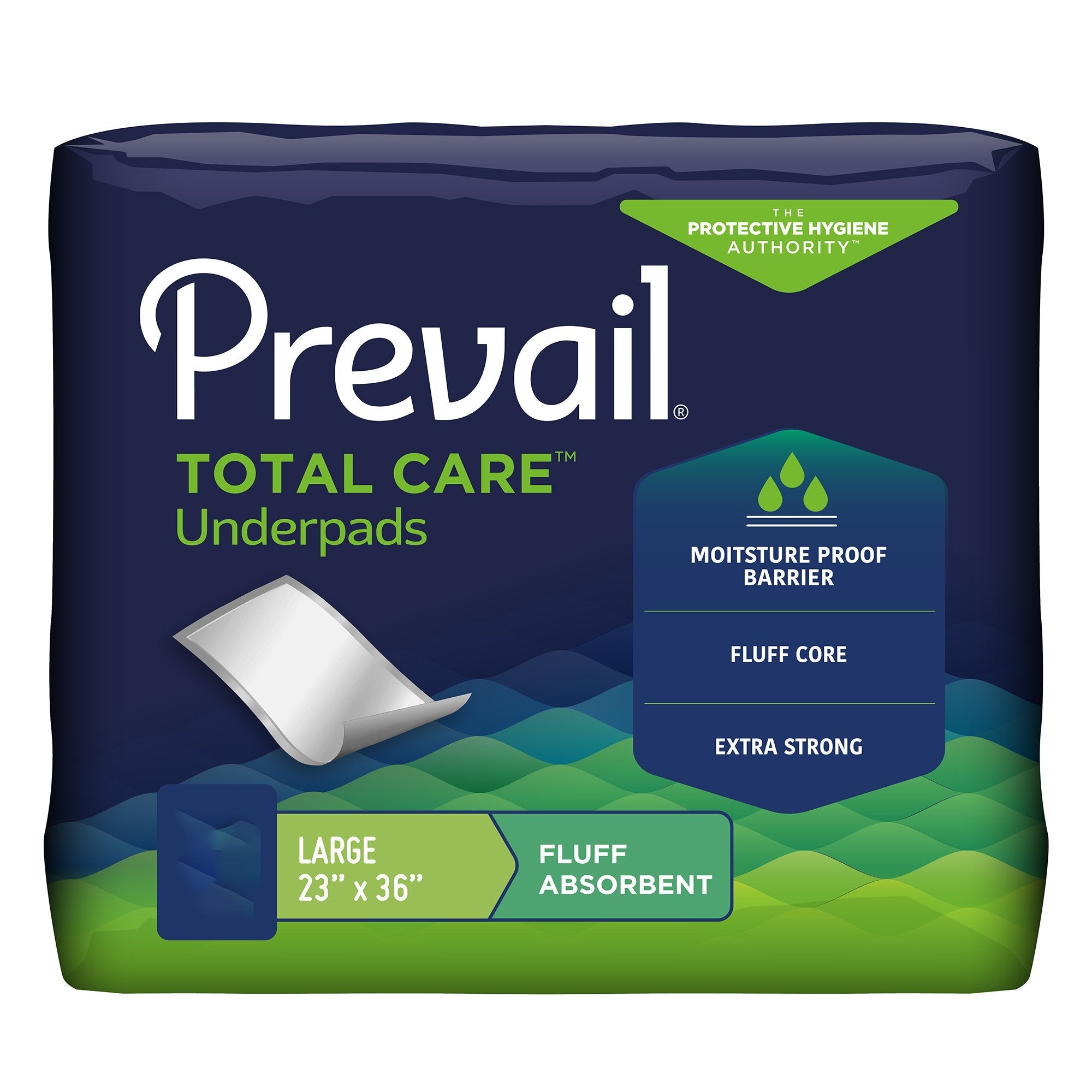 Prevail® Total Care™ Fluff Large Underpads 23x36, 150 Pack – Light Absorbency