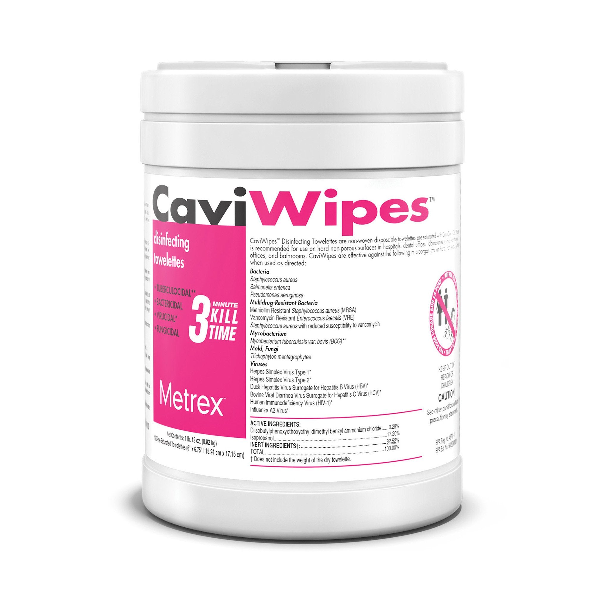 Metrex CaviWipes Disinfectant Wipes, Alcohol Scent, 160ct Canister