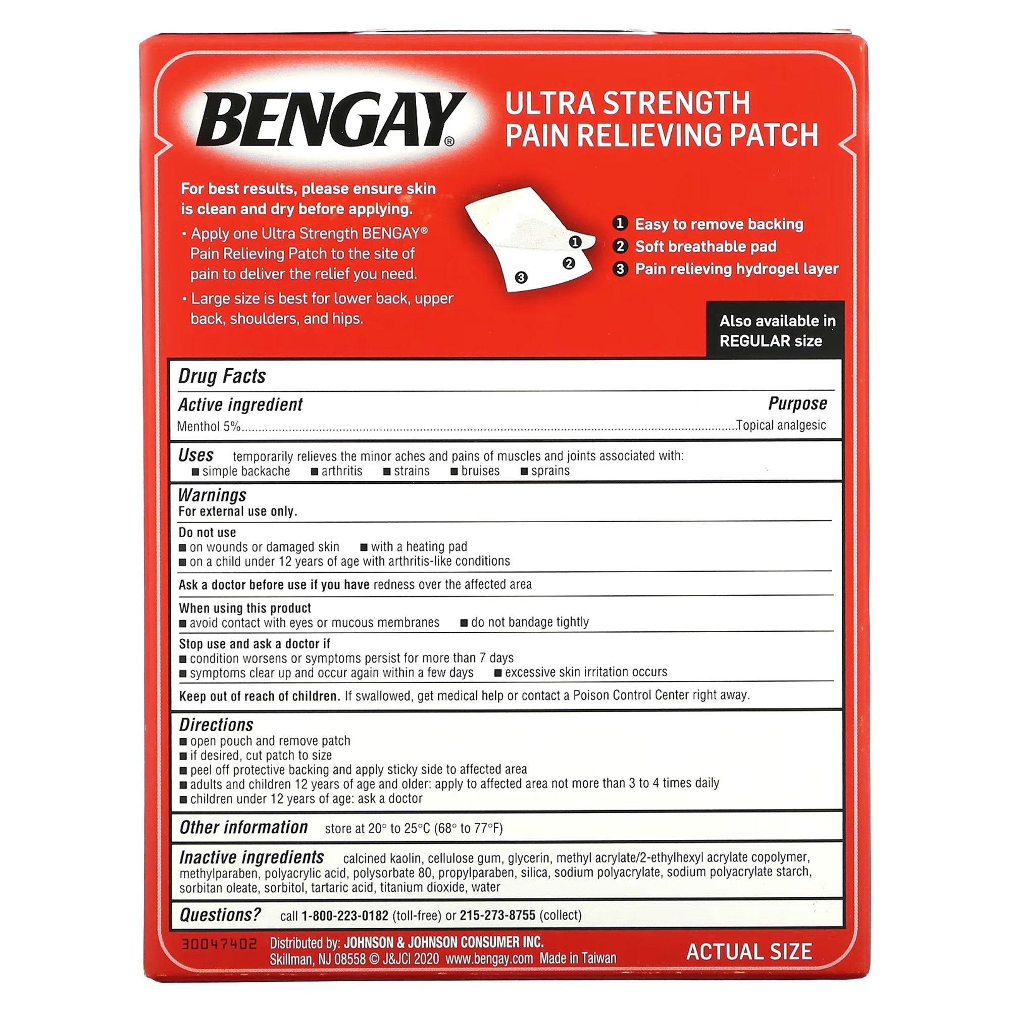 Bengay® Pain Relieving Patch Ultra Strength, Large Size (36 Units)