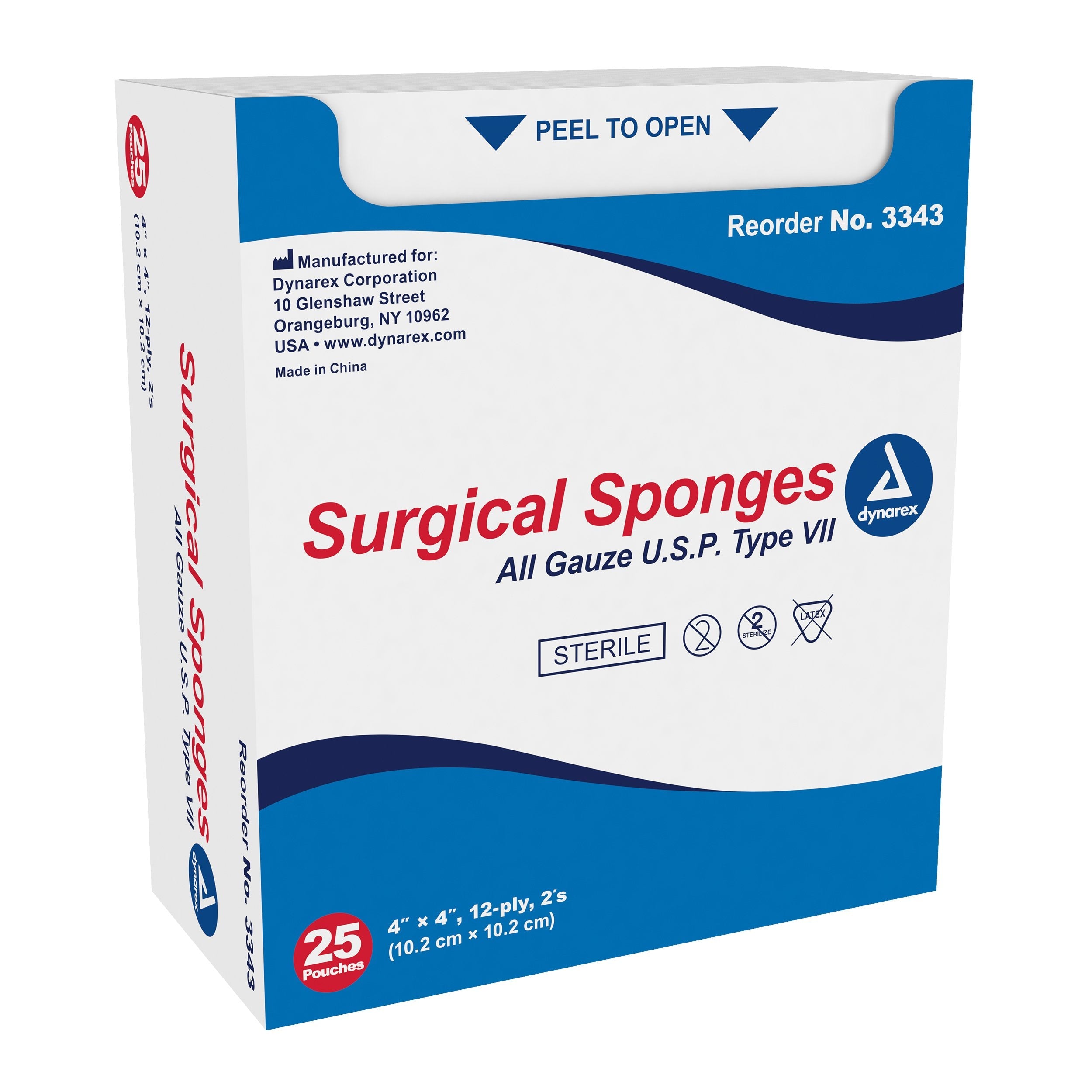 Dynarex® Sterile 12-Ply Gauze Sponge 4x4" - Medical Grade Absorbent Cotton