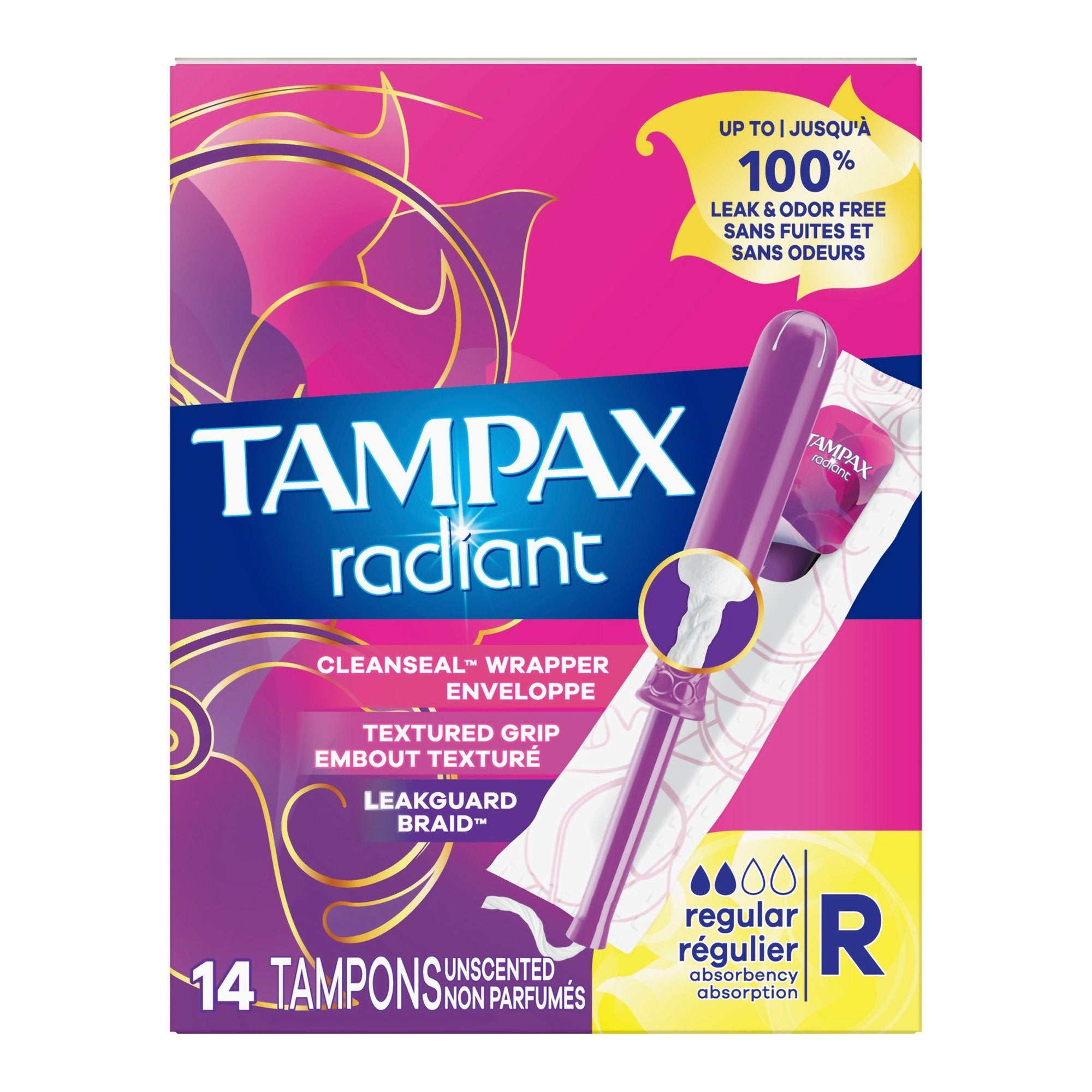 Tampon Tampax® Radiant Regular Absorbency Plastic Applicator Individually Wrapped (1 Unit)