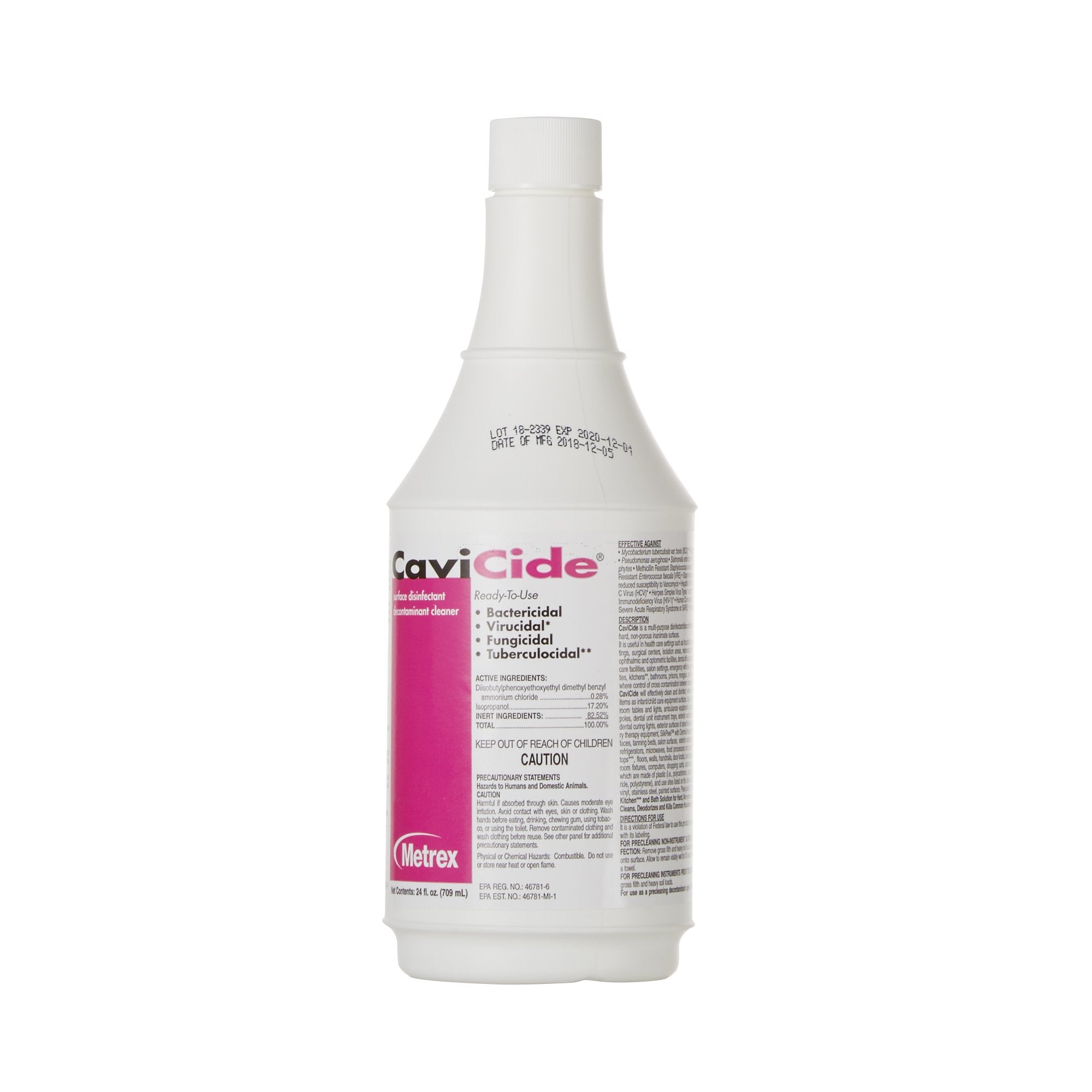 CaviCide Surface Disinfectant Cleaner - Alcohol-Based, 24oz (12 Pack)