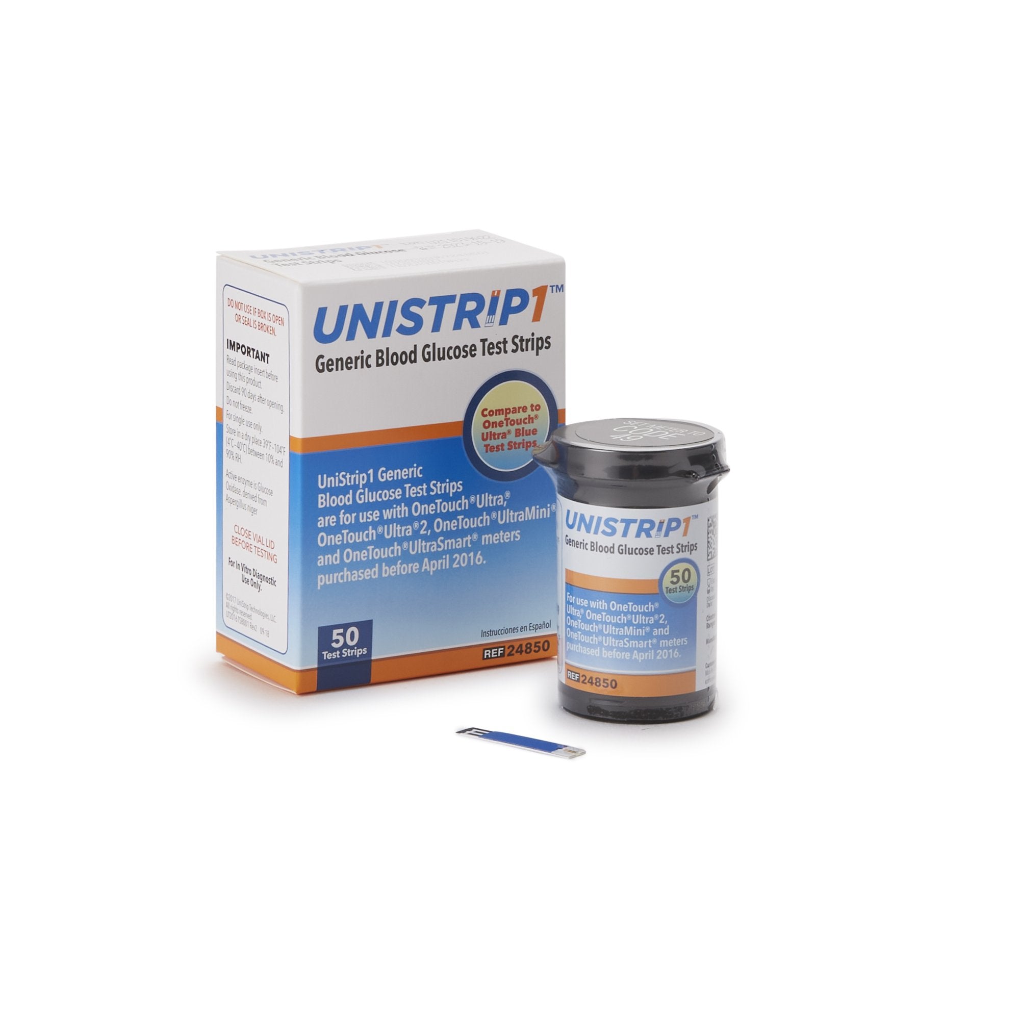 Unistrip™ Blood Glucose Test Strips (50 Units)