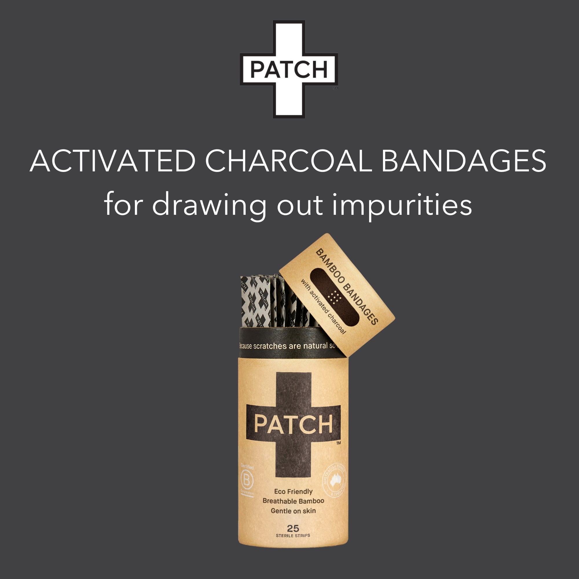 Patch™ Adhesive Strip with Charcoal, 3/4 x 3 Inch (1 Unit)