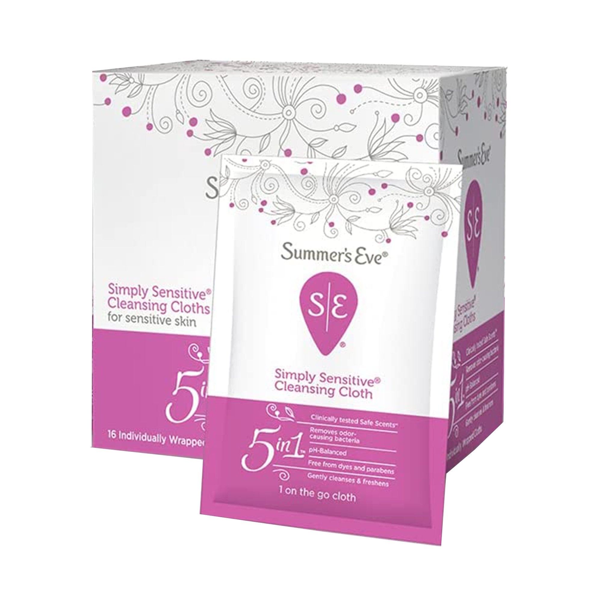 Feminine Hygiene Towelette Summer's Eve® Simply Sensitive Individual Packet Scented 16 Count (16 Units)