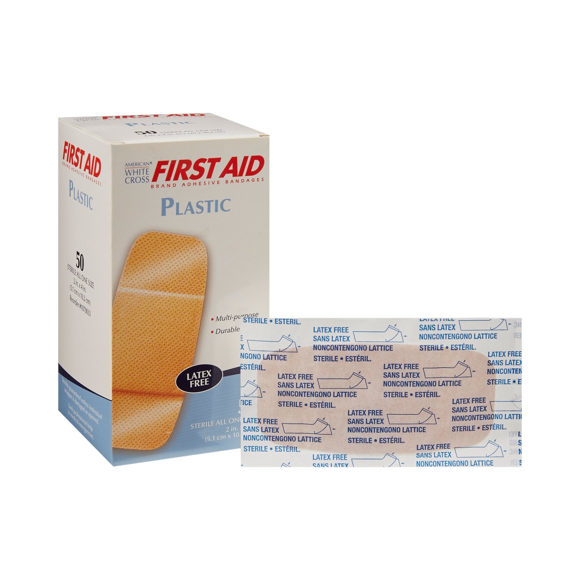 American® White Cross First Aid Adhesive Strip, 2 x 4 Inch (50 Units)