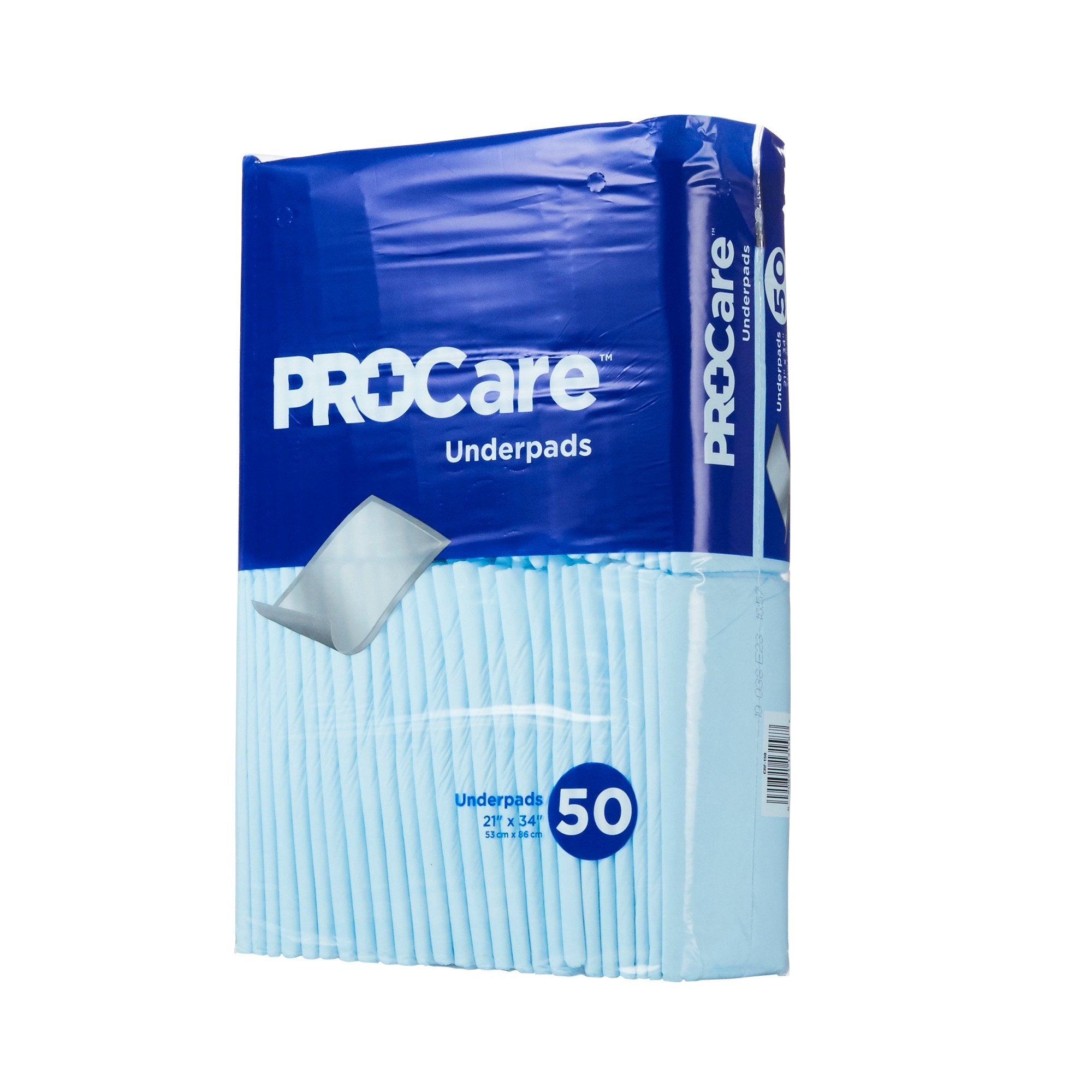 ProCare Incontinence Underpads: Moisture-Proof, Absorbent, 50-Pack, Blue