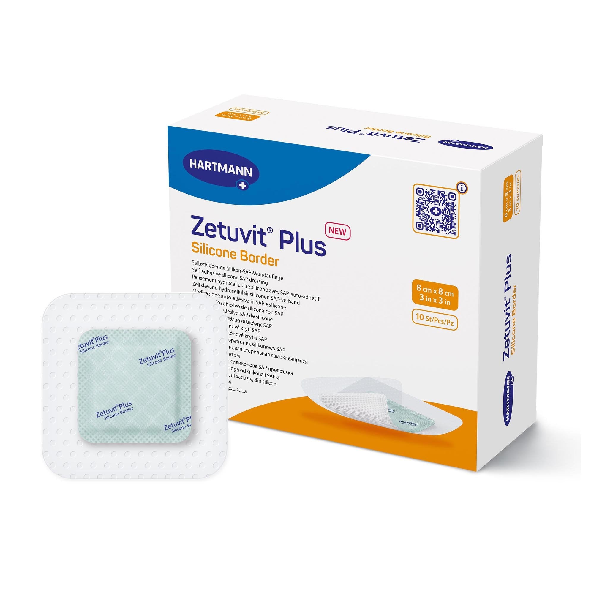 Super Absorbent Dressing Zetuvit® Plus Silicone Border Silicone Adhesive 3 X 3 Inch Square (10 Units)