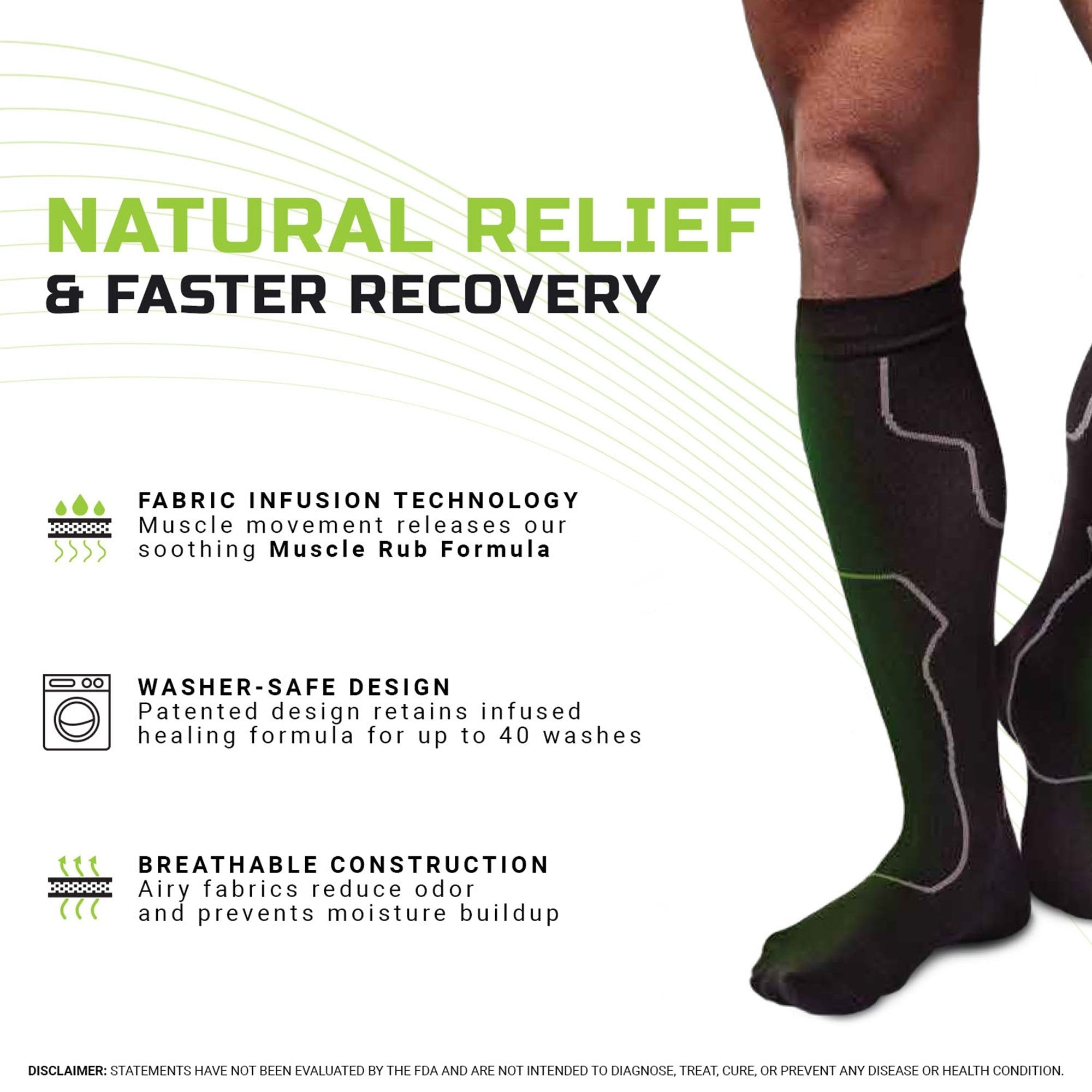 Green Drop Compression Socks – Medical-Grade Infused Support, S/M (1 Unit)