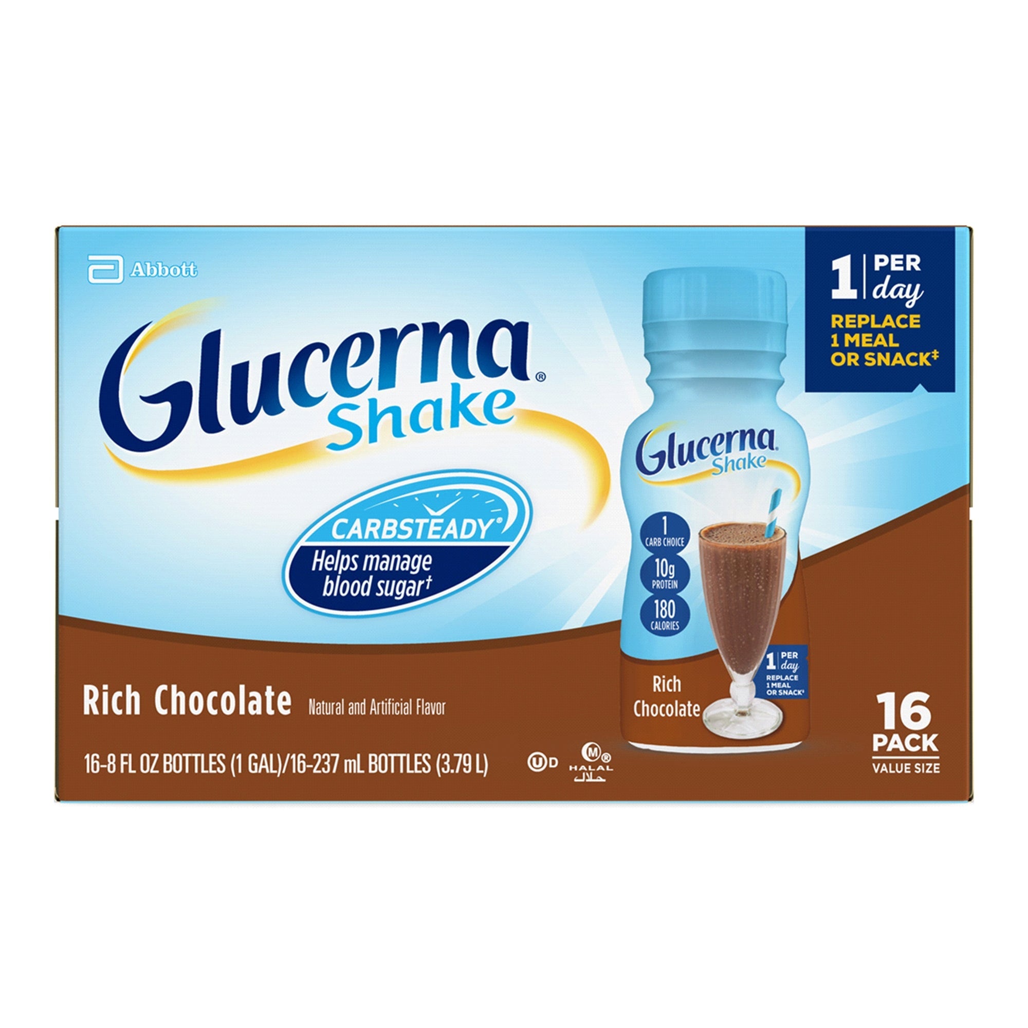 Glucerna Original Shake, Chocolate, 8oz - Diabetic Support Supplement