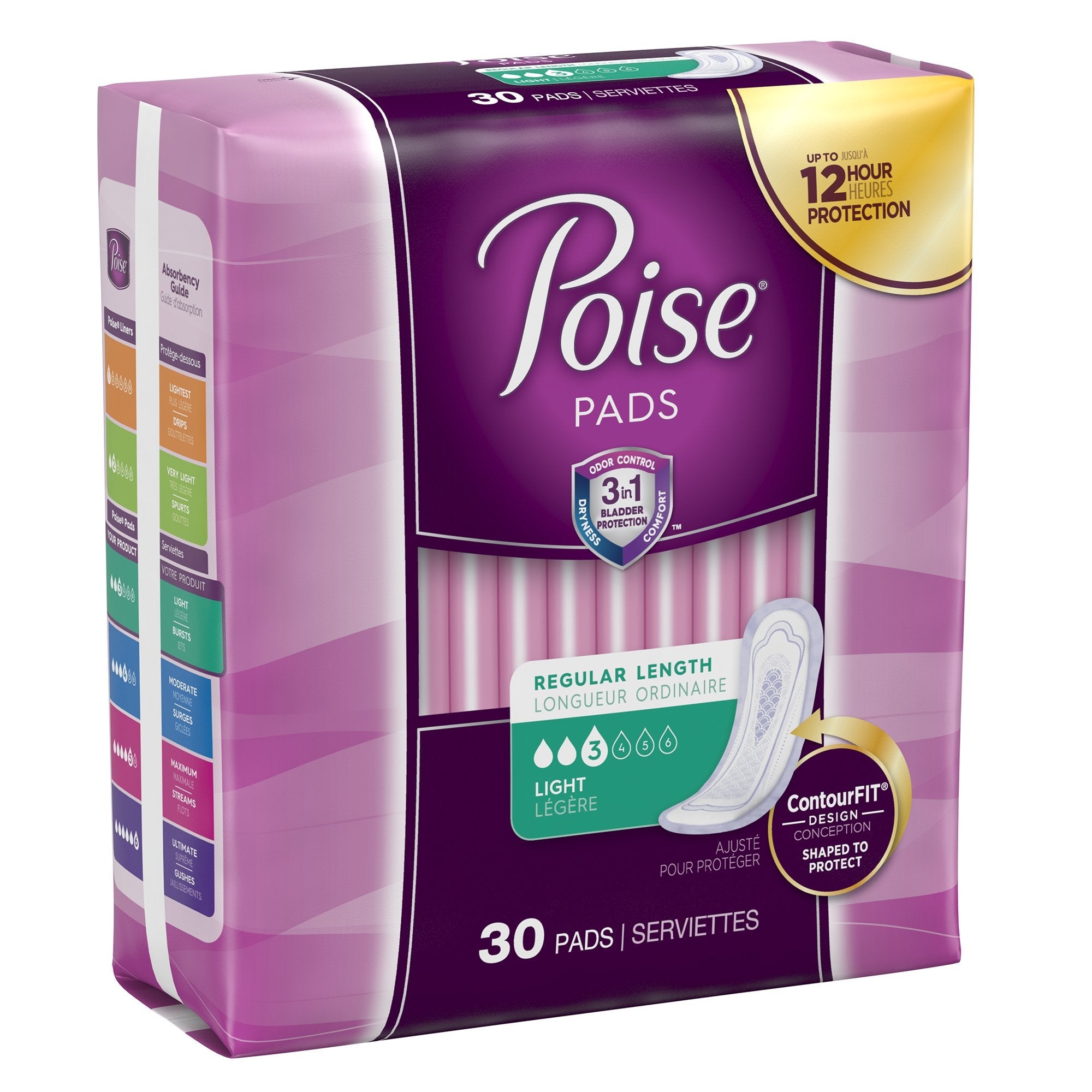 Poise Bladder Control Pads, Light Absorbency, Regular Length (120 Units)