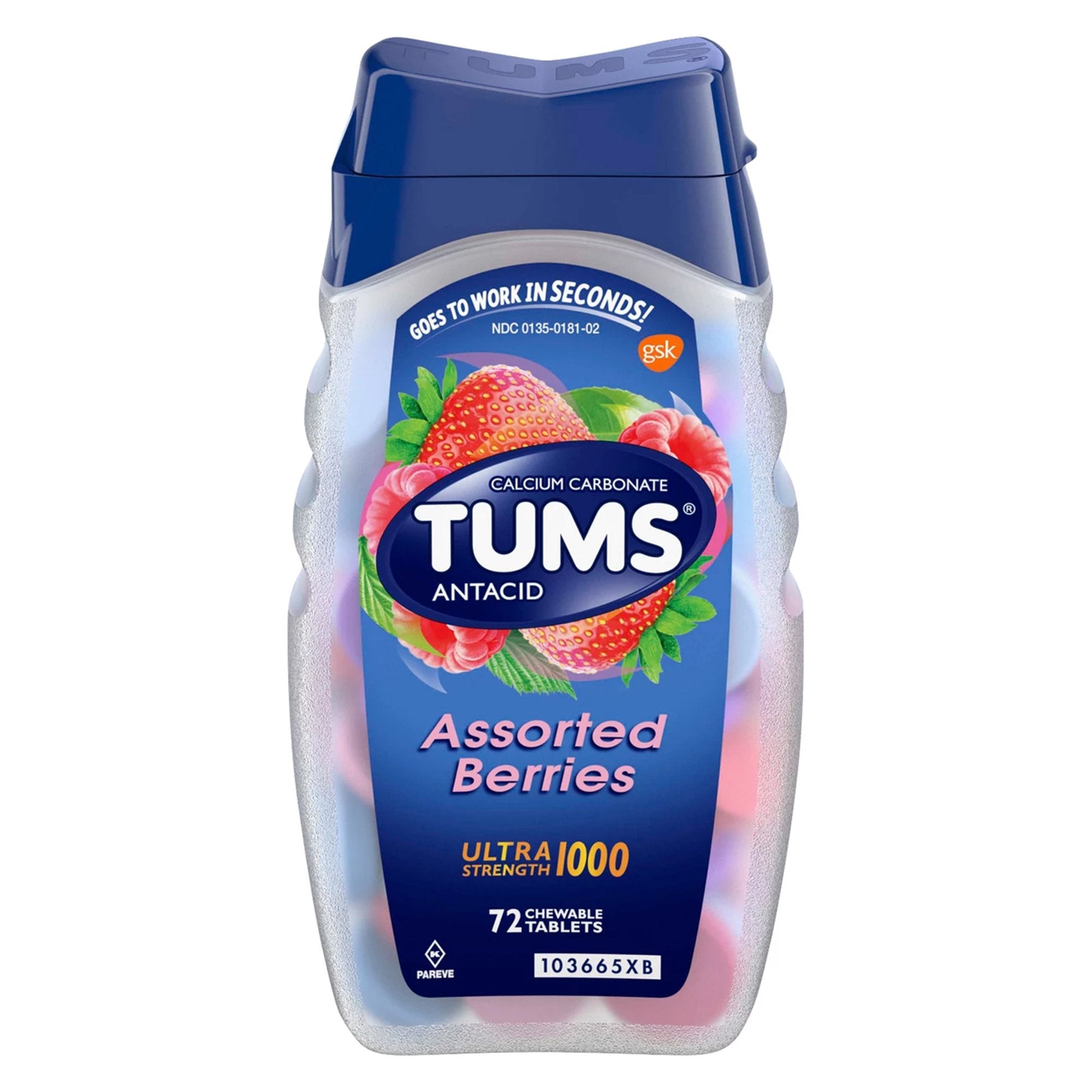 Tums Ultra Strength 1000 Antacid Chewable Tablets, Assorted Berries (1 Unit)