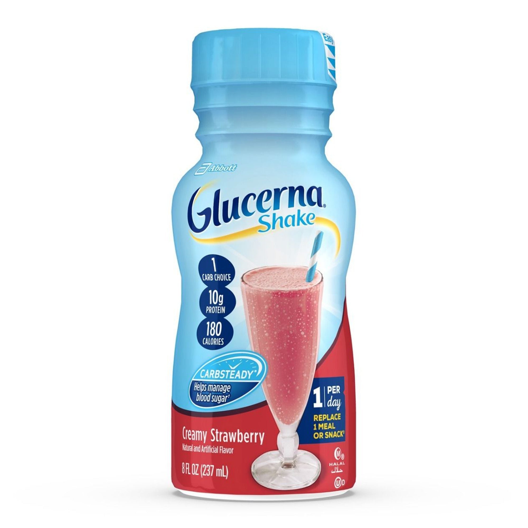 Glucerna Original Shake, Strawberry, 8 oz. - Diabetic Support Formula (24 Pack)